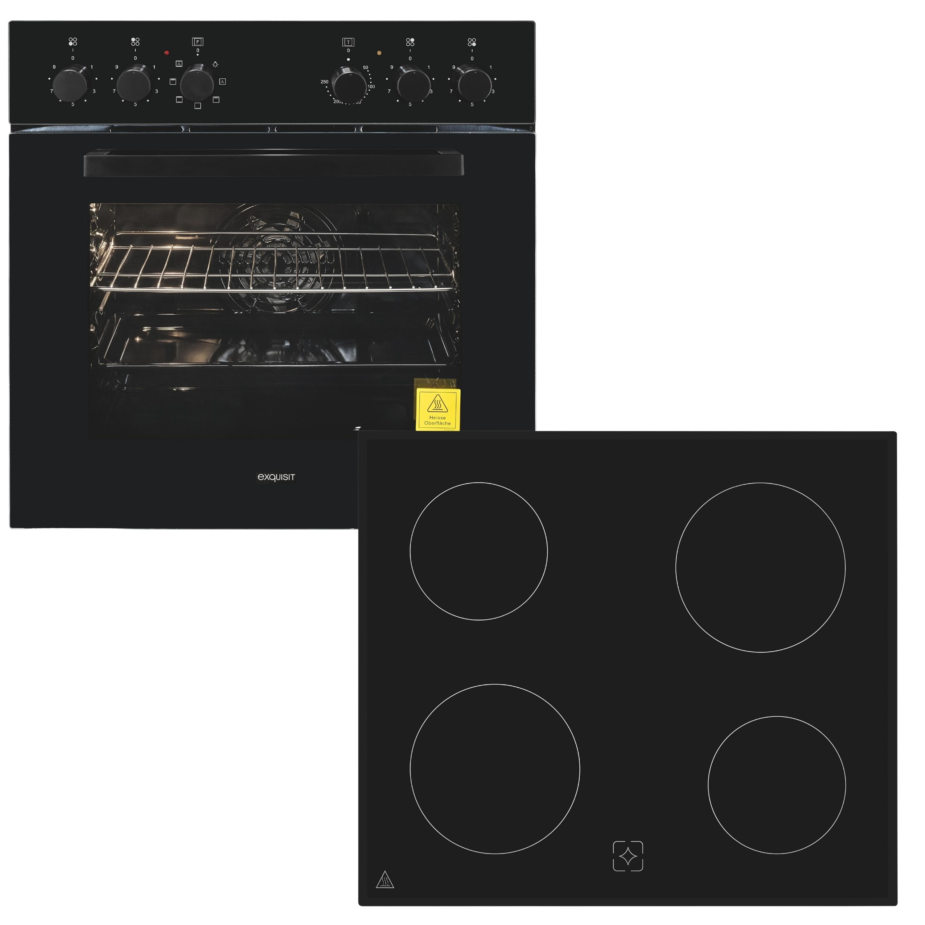 EXQUISIT Elektro-Herd-Set EHE256-U-020 Schwarz Energieeffizienz A