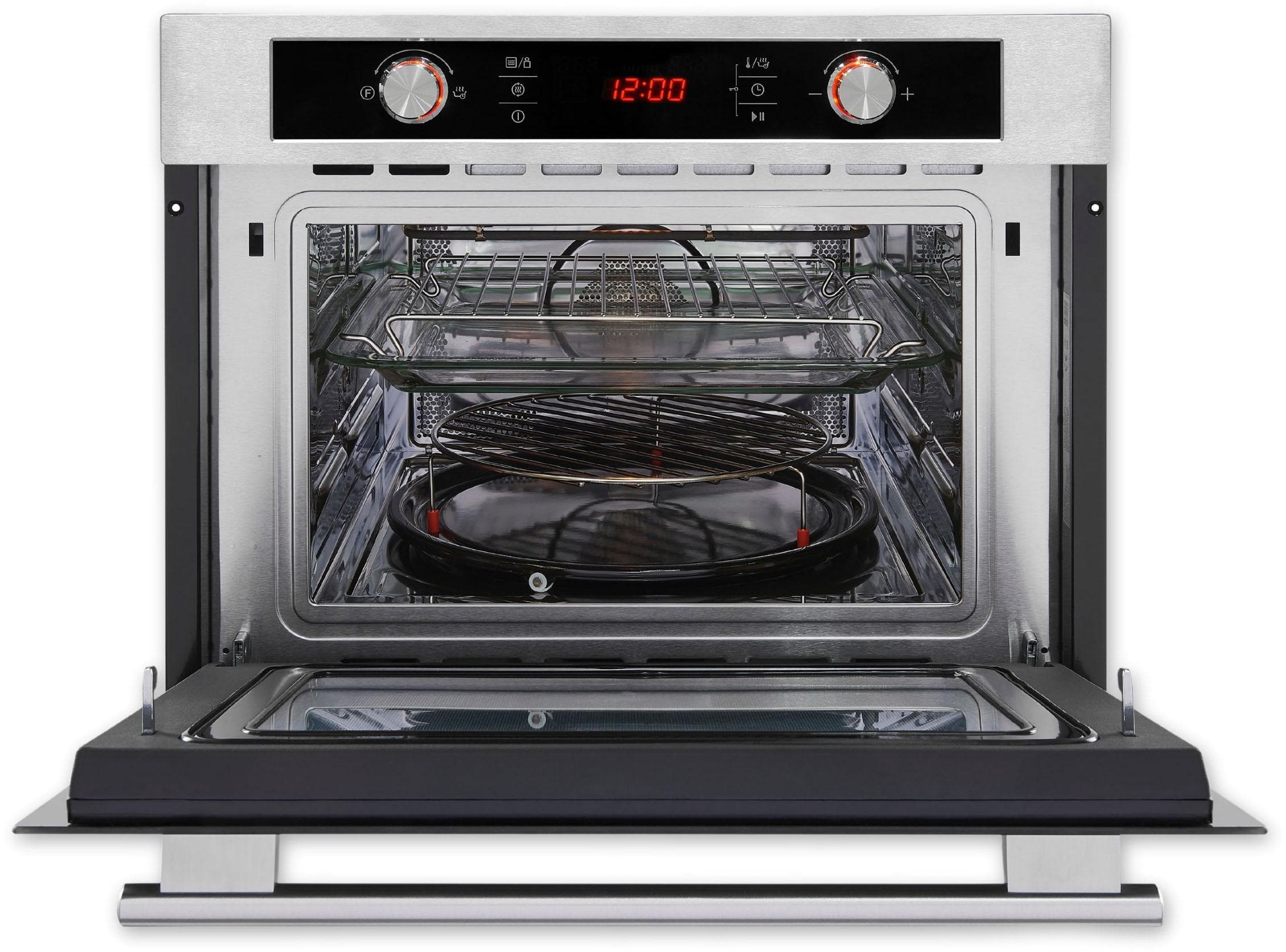 EXQUISIT Einbau-Mikrowelle EBM 4544 Hi Schwarz Inox