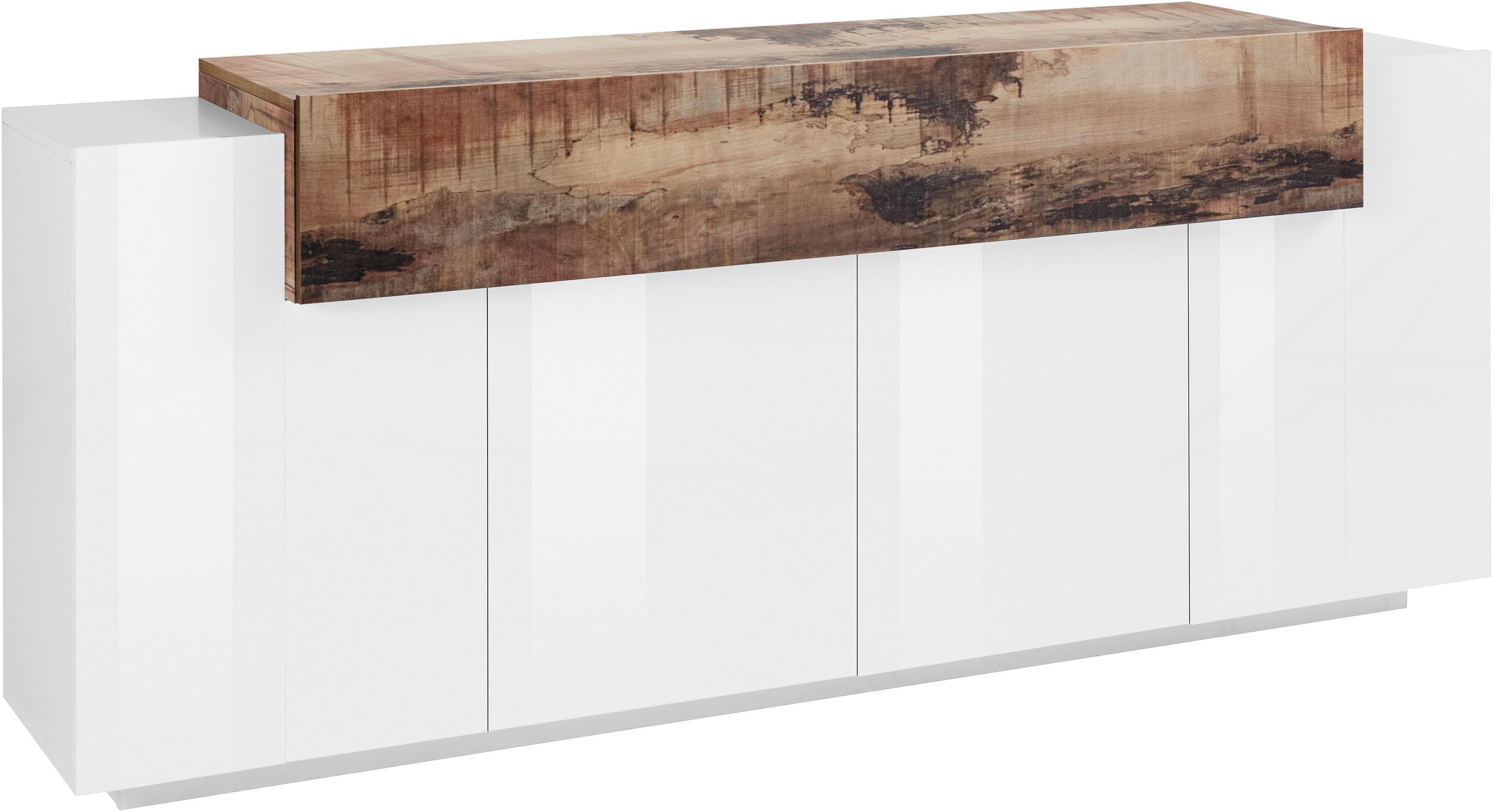 HOME AFFAIRE Sideboard Coro Weiß Hochglanz mit Push-to-open