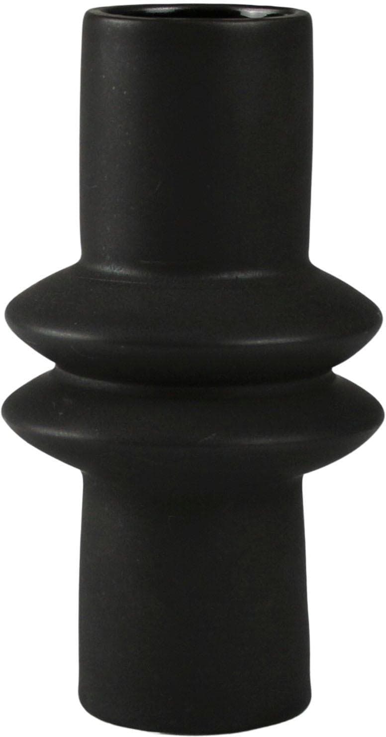 AM DESIGN Tischvase Schwarz Keramik Kunstvolle Ausbuchtungen