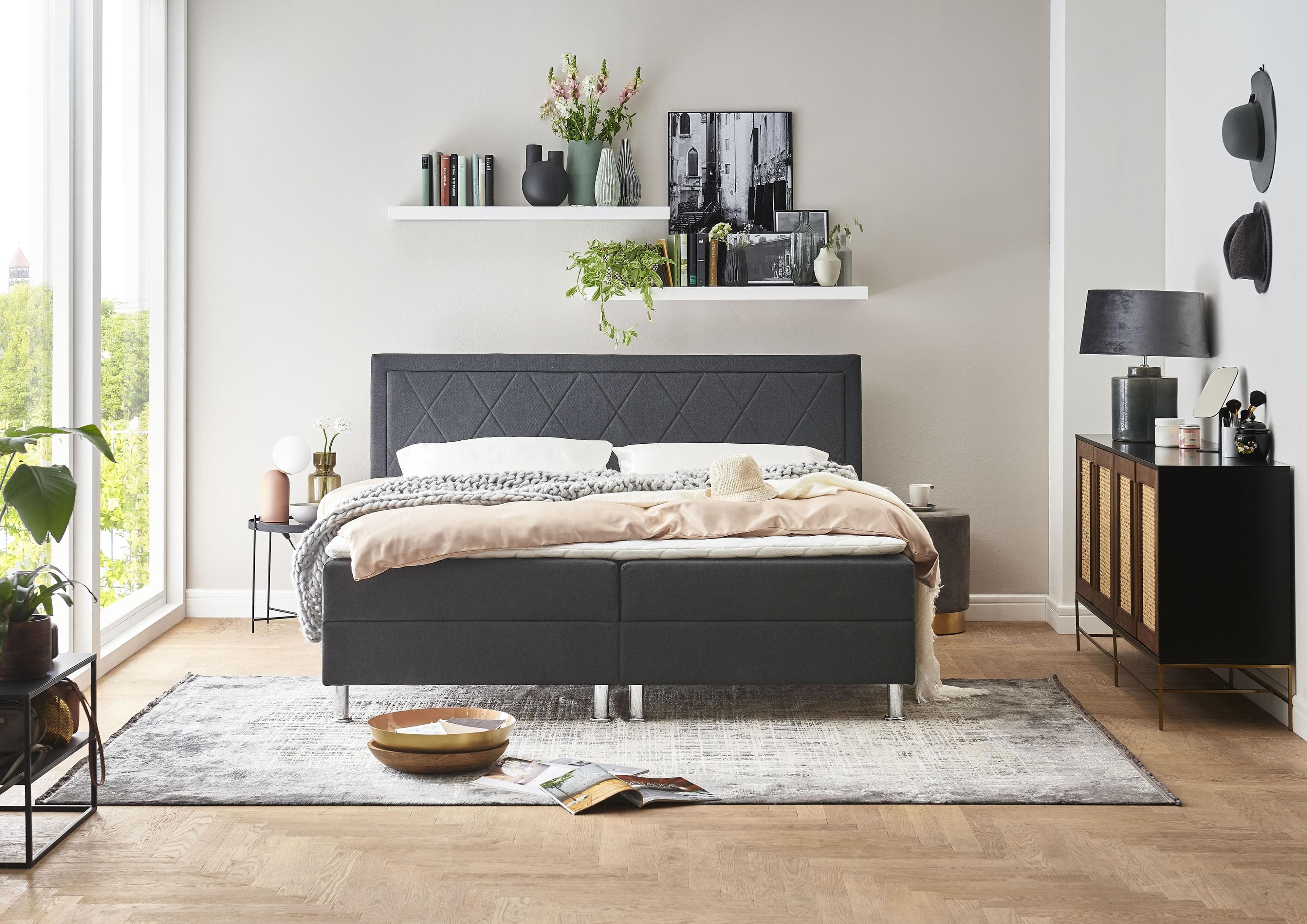 Boxbett Helen Anthrazit Tonnentaschen-Federkernmatratze