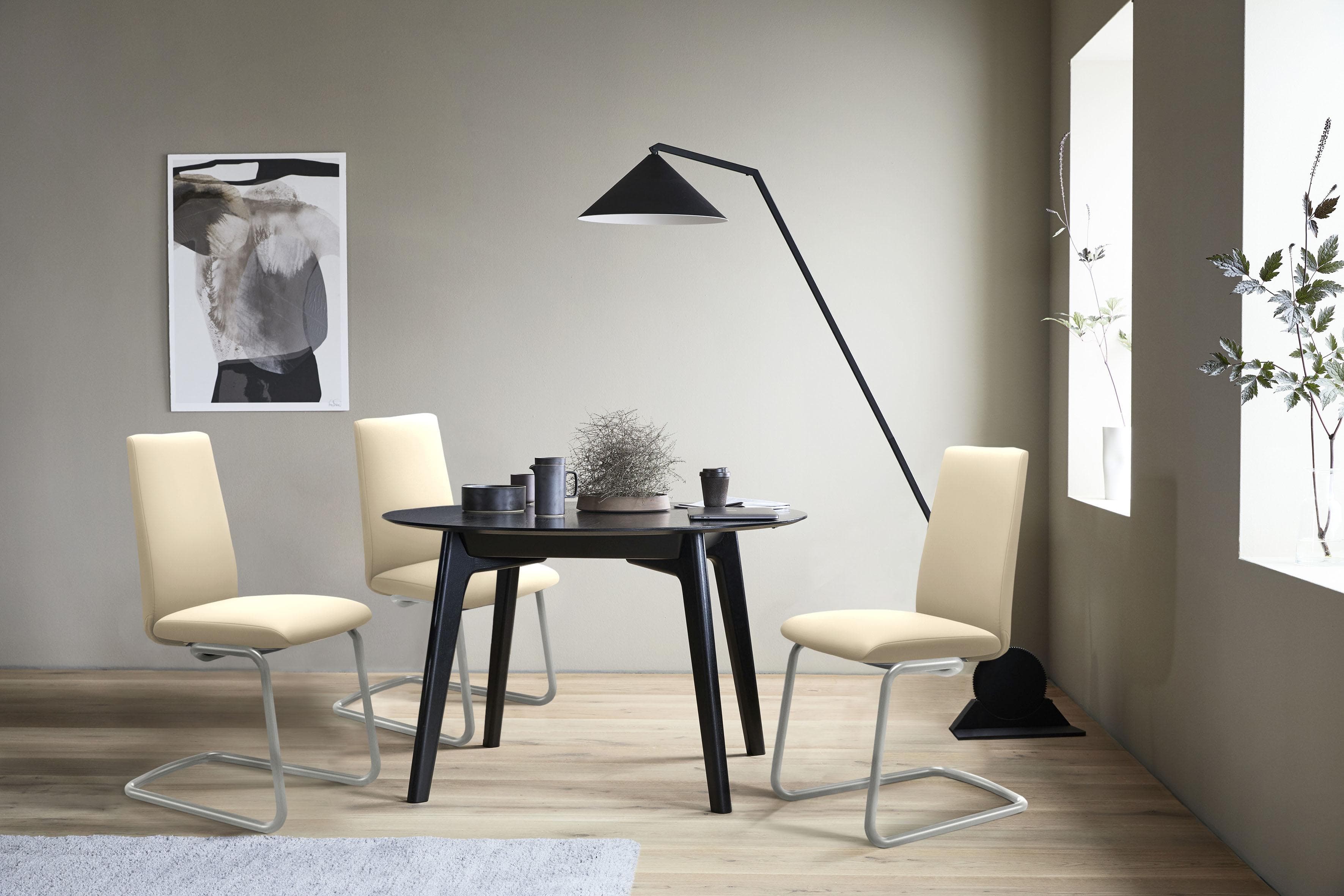STRESSLESS Laurel Polsterstuhl Beige Leder PALOMA Chrom Matt