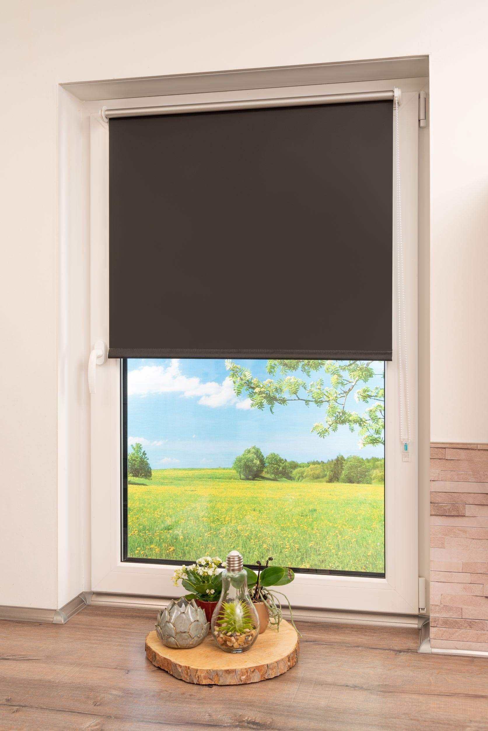 K-HOME Thermo Klemmfix-Rollo Schwarz Seitenzugrollo Verdunkelnd