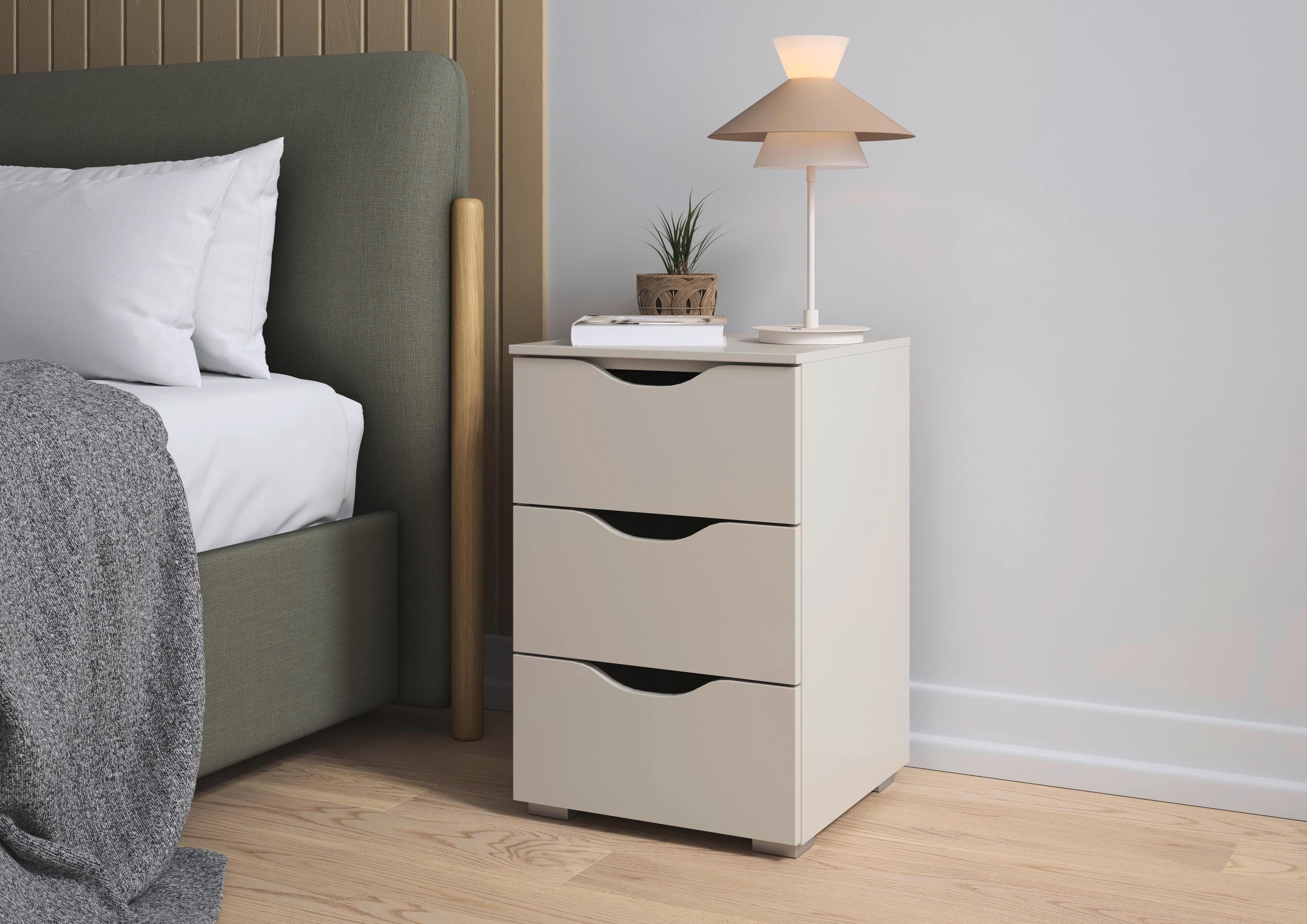 Nachtkommode RAUCH Landhausstil Beige Champagner 3 Schubladen