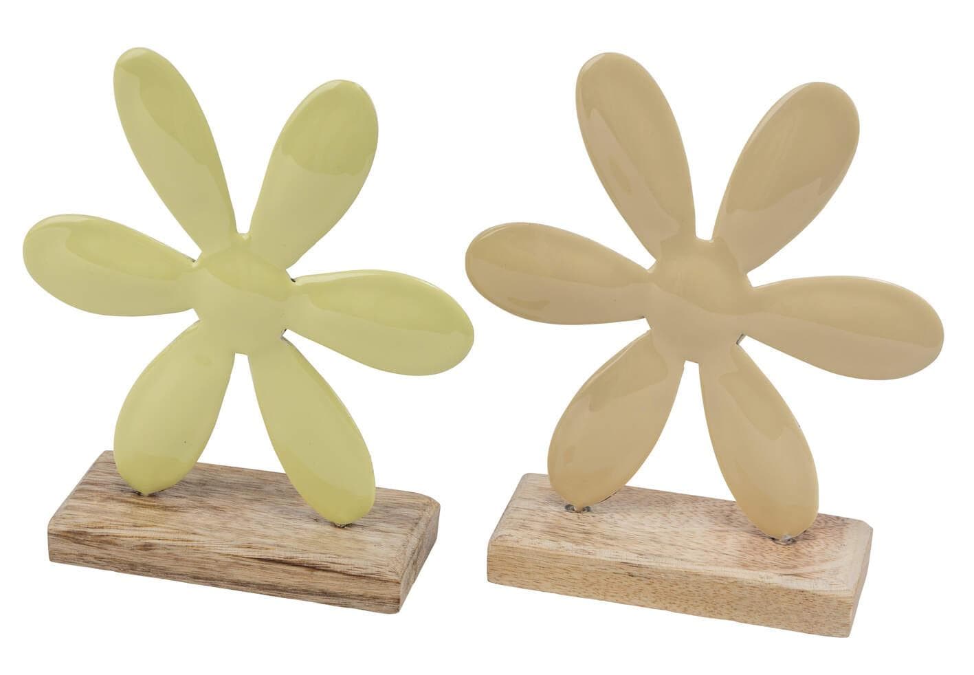 Aufsteller Blume Metall Holz Gelbtöne