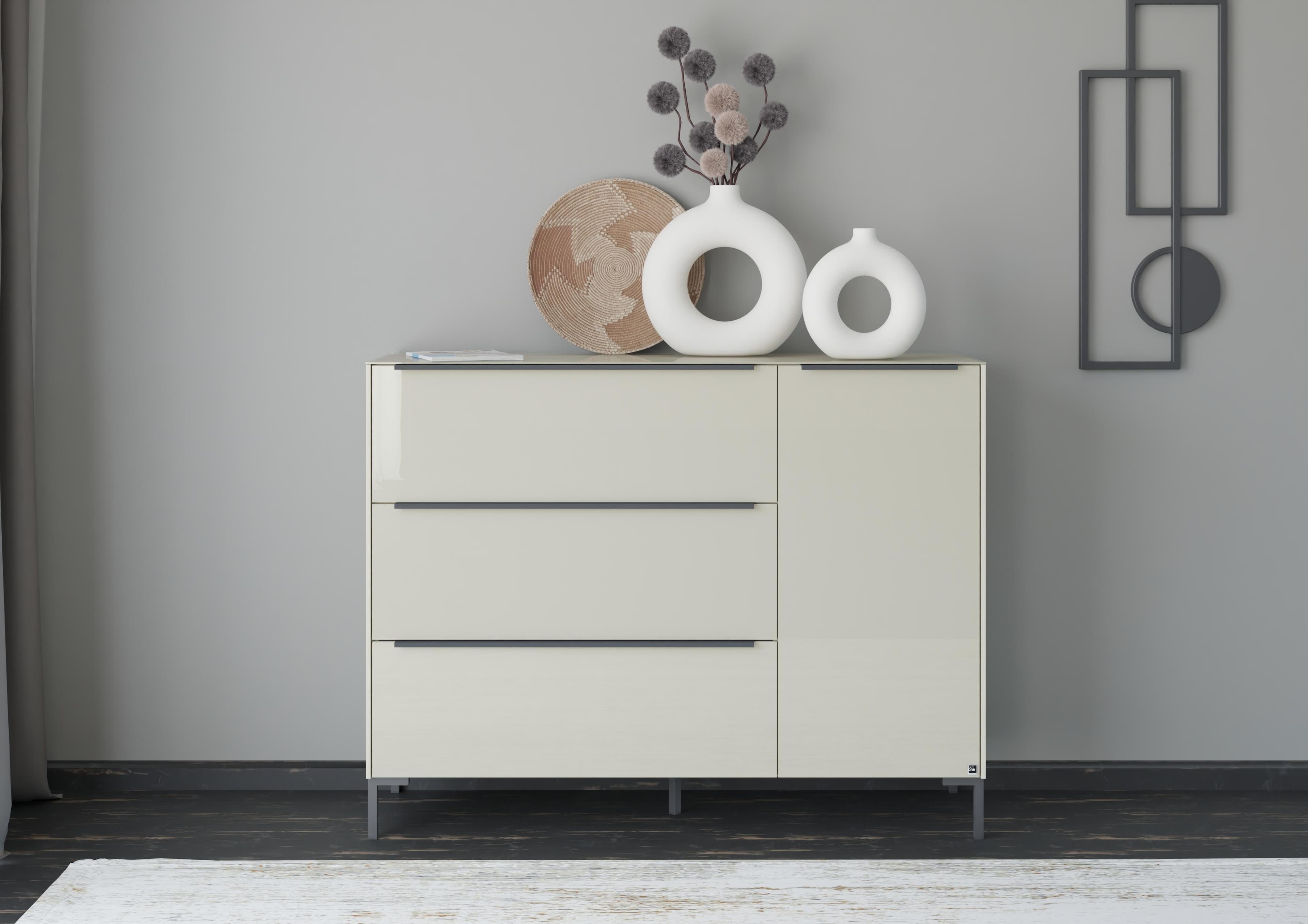 Sideboard Reno Kaschmir Matt Lack Glas Kaschmir Glanz Set One by Musterring