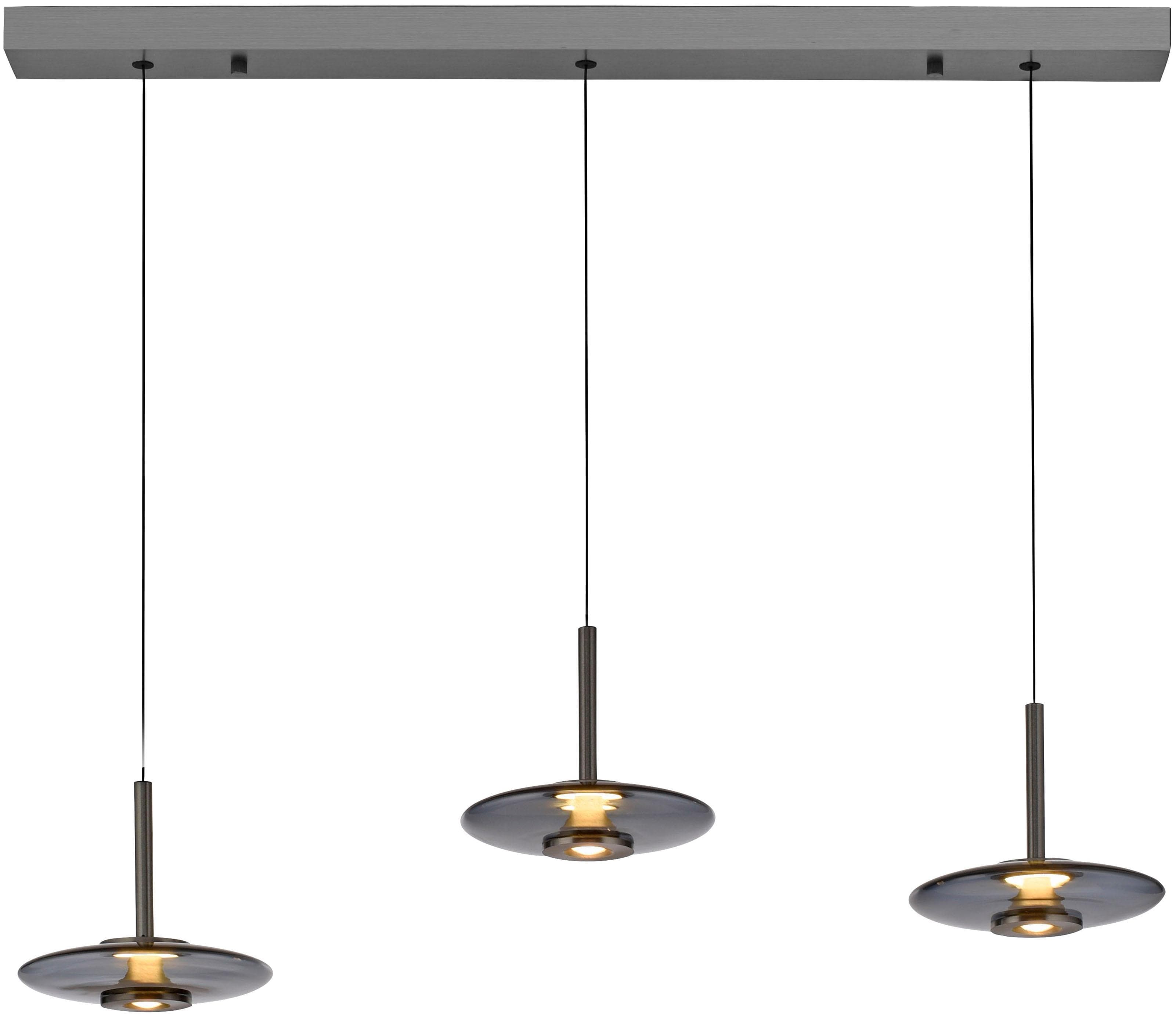 PURE LED-Hängeleuchte Vitrum grau Glas/Aluminium 3-flammig