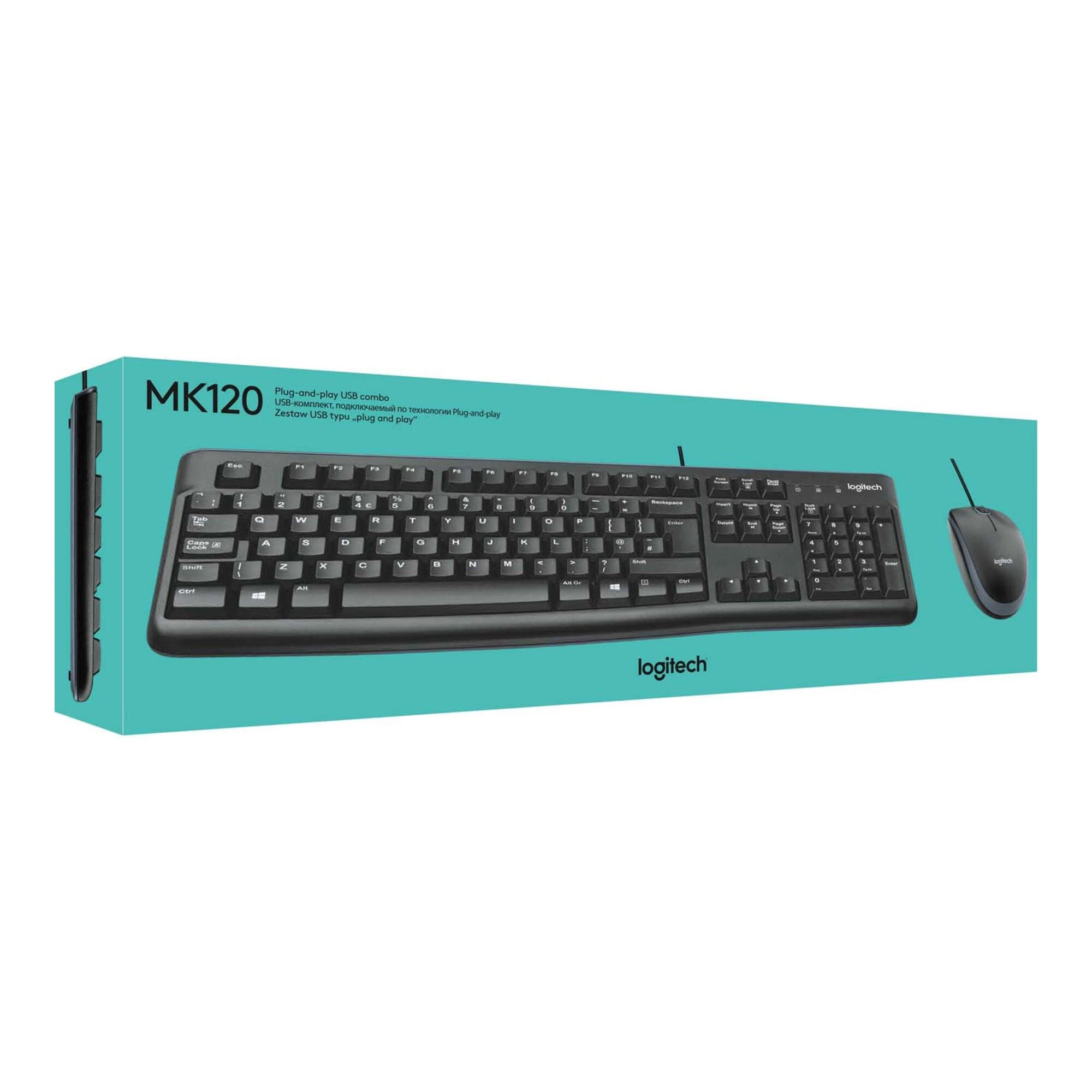 Logitech Tastatur/Maus Set USB, 1000dpi MK120 sw