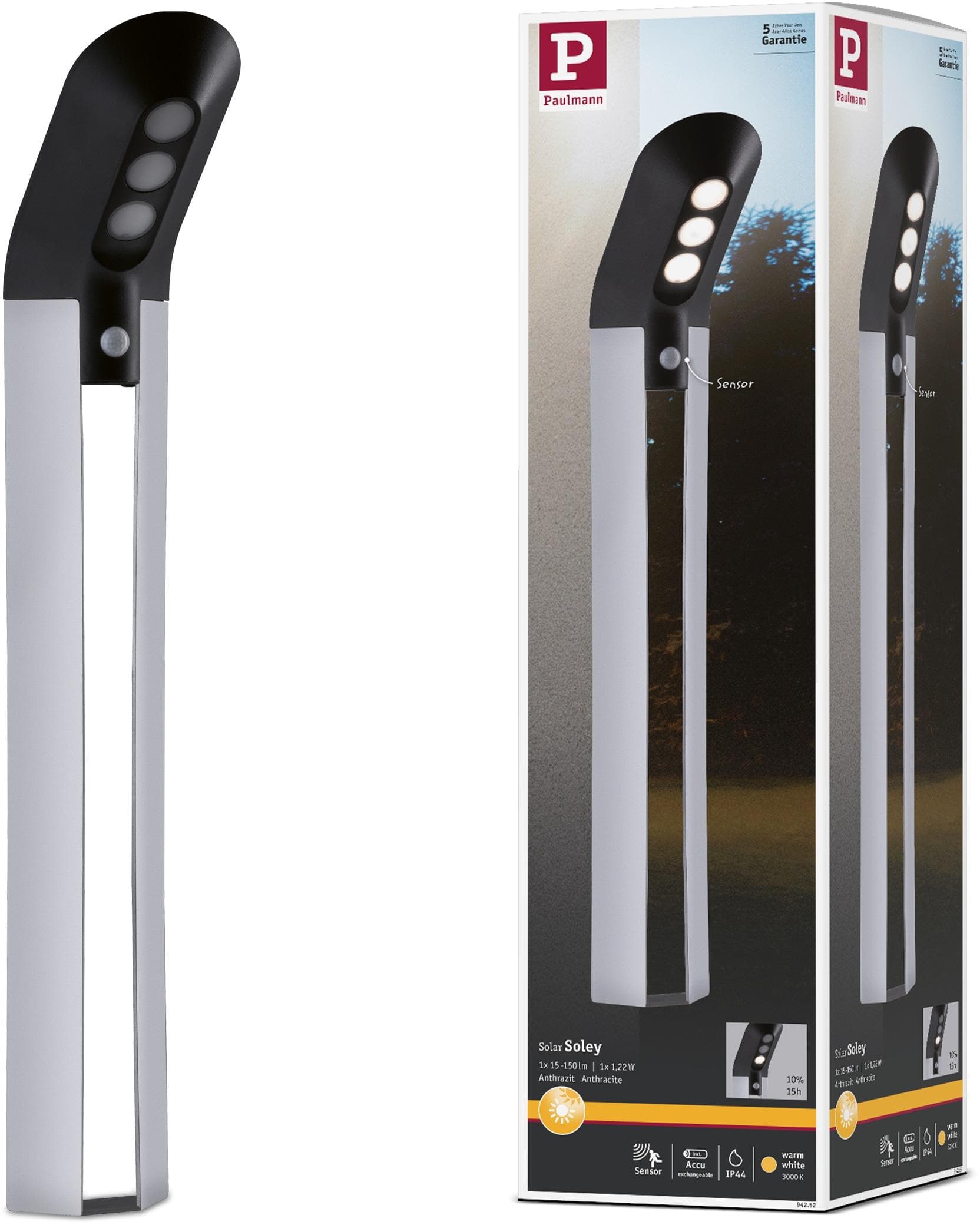 Paulmann LED-Solar-Wegeleuchte Soley Anthrazit