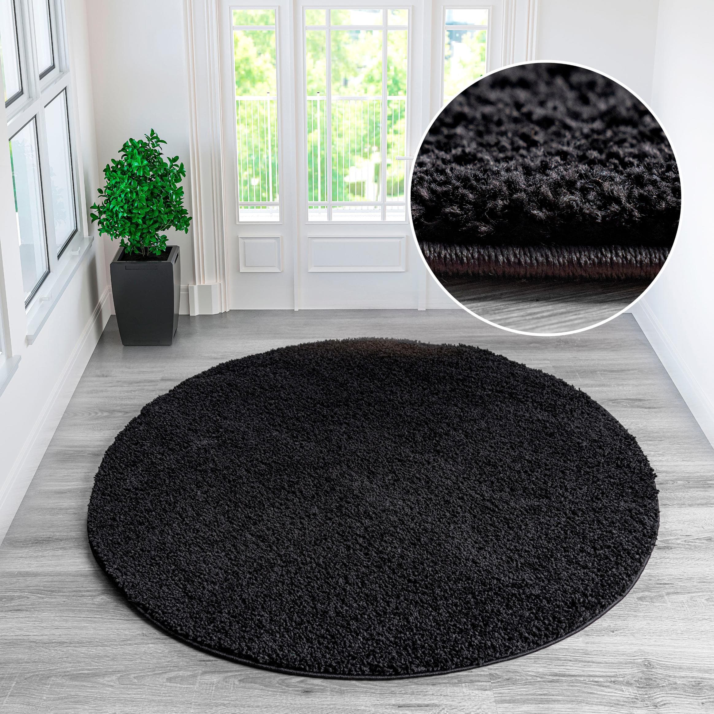 My Home Shaggy Teppich Grau Schwarz Kunstfaser