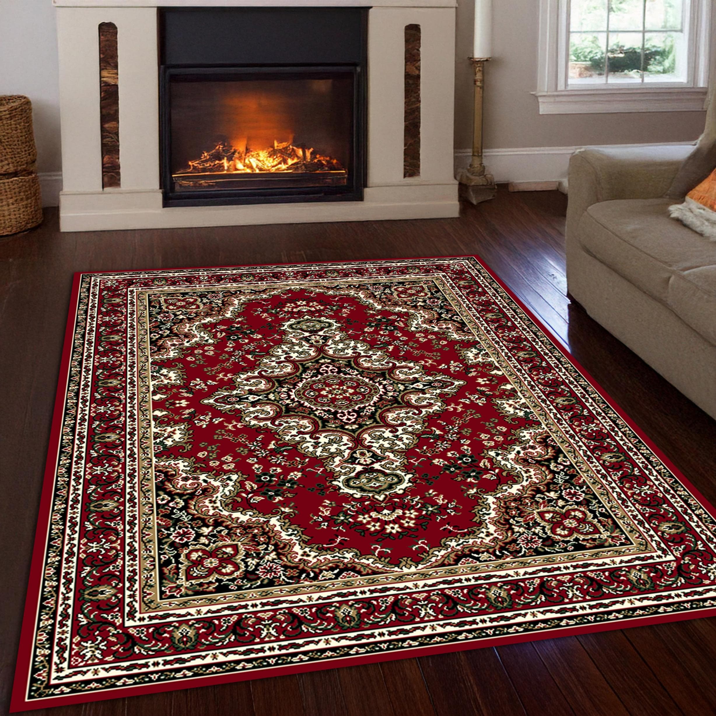 Orientalischer Kurzflor Teppich in Rot, 160x230 cm