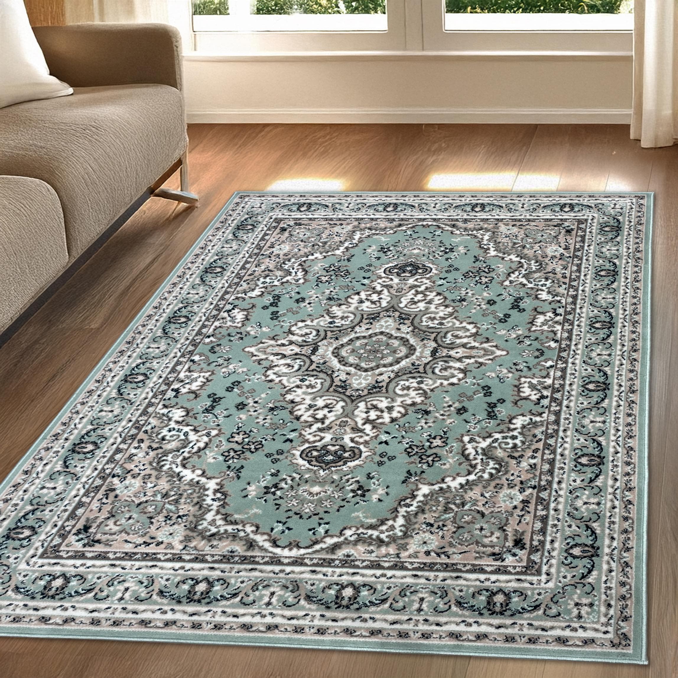 Teppich MY HOME Oriental, Made in Belgium, Grün, Kunstfaser, Kurzflor