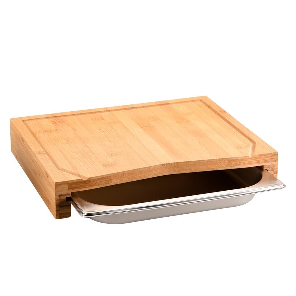 Kesper Schneidebrett Bambus Edelstahl Hellbraun 36,5x6,8x28,5 cm FSC 100% Saftrille