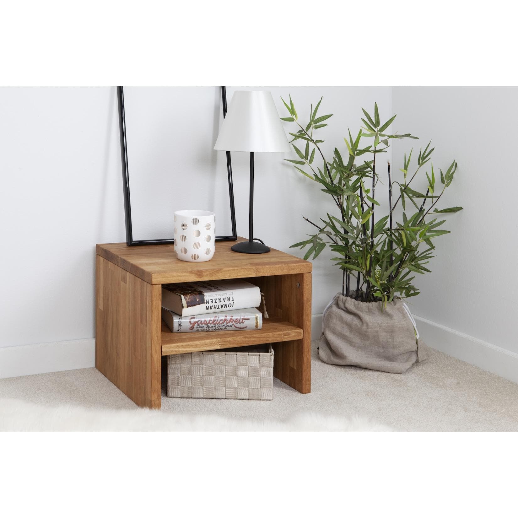 TiCAA Nachttisch Harry Buche Massivholz Modern