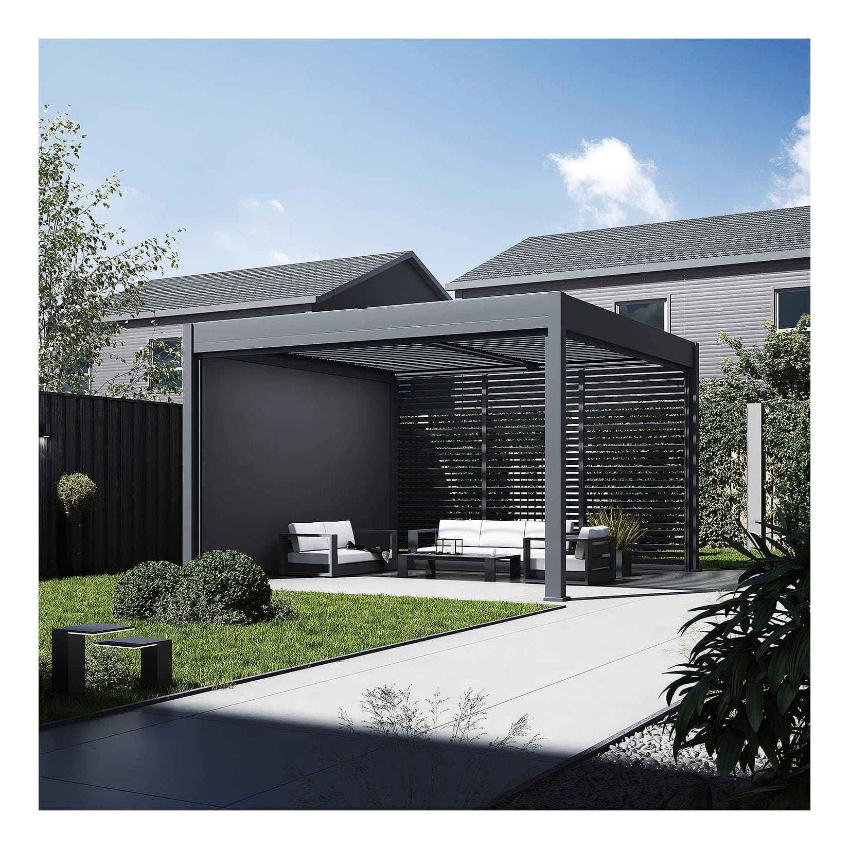 Bellavista Pergola Pavillon mit Lamellen Dach Oasis 4 x 4m Anthrazit
