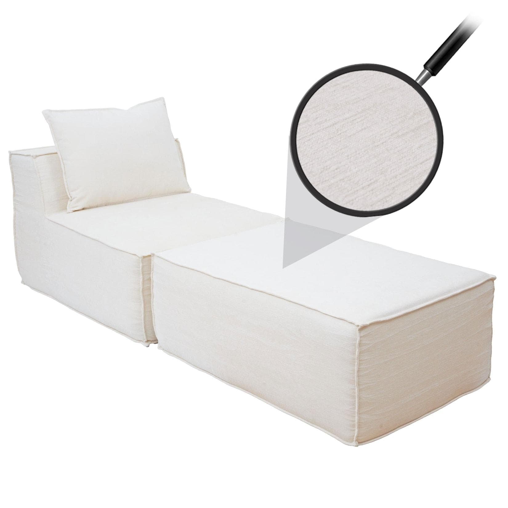MCW Chaiselongue MCW-O54 Creme Stoff