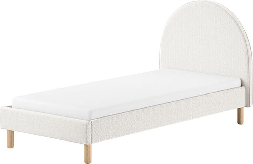 VIPACK Polsterbett Moon Bouclé Weiß mit Lattenrost