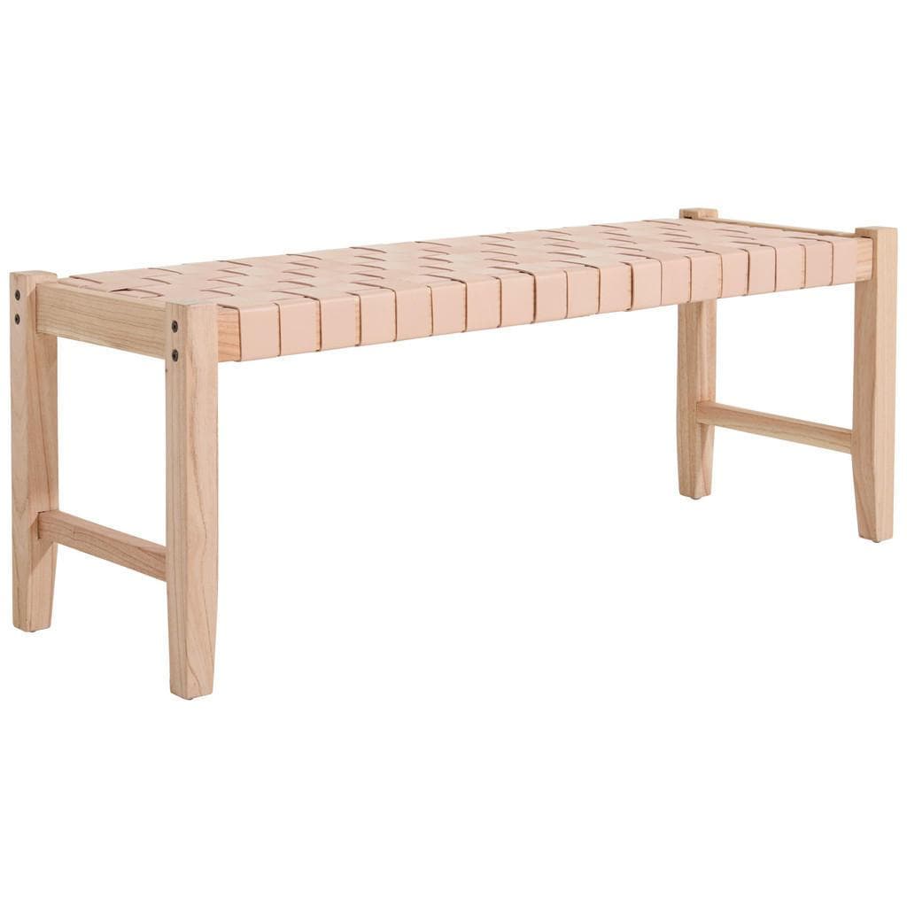 Livetastic Sitzbank Natur Echtleder Massivholz