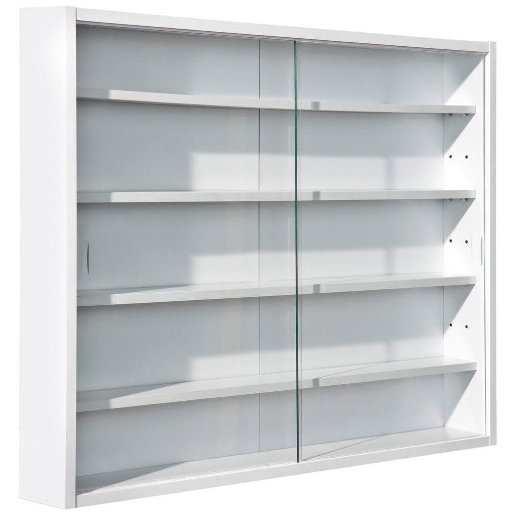 Mid.you Hängevitrine Weiß Glas 4 Fächer Schiebetüren