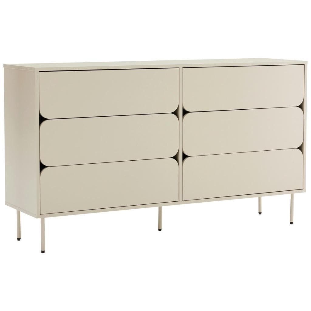 Xora Sideboard Seidengrau Metall Holzwerkstoff 6 Schubladen