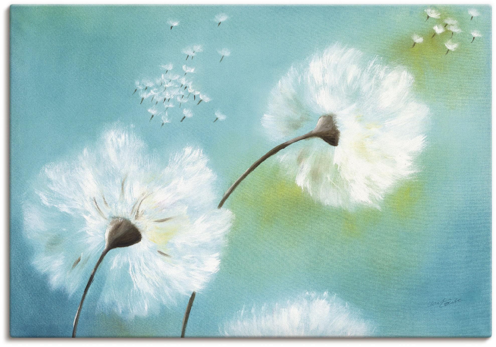 Leinwandbild Pusteblumen Blau ARTland