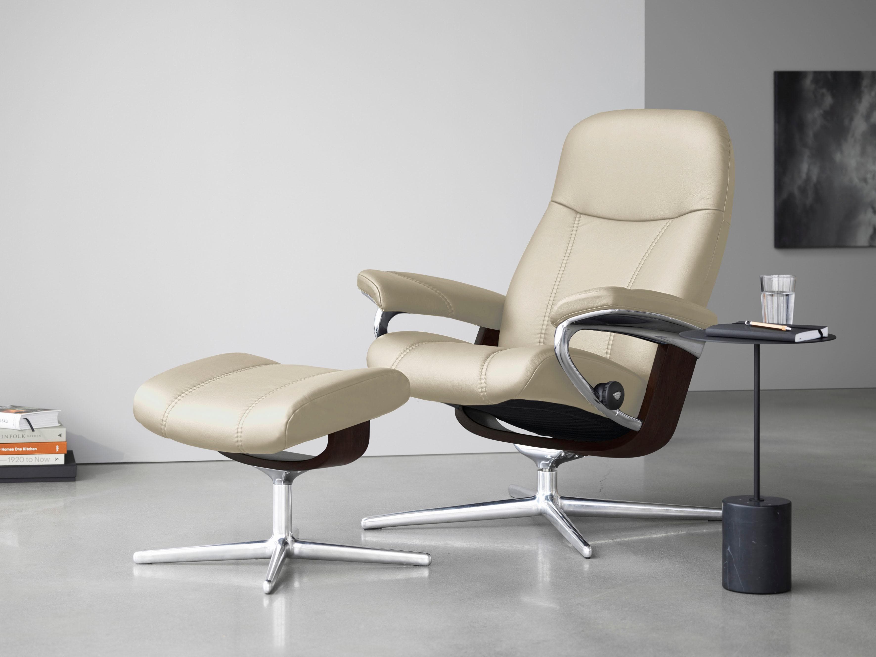 STRESSLESS Consul Relaxsessel Beige Leder BATICK mit Hocker