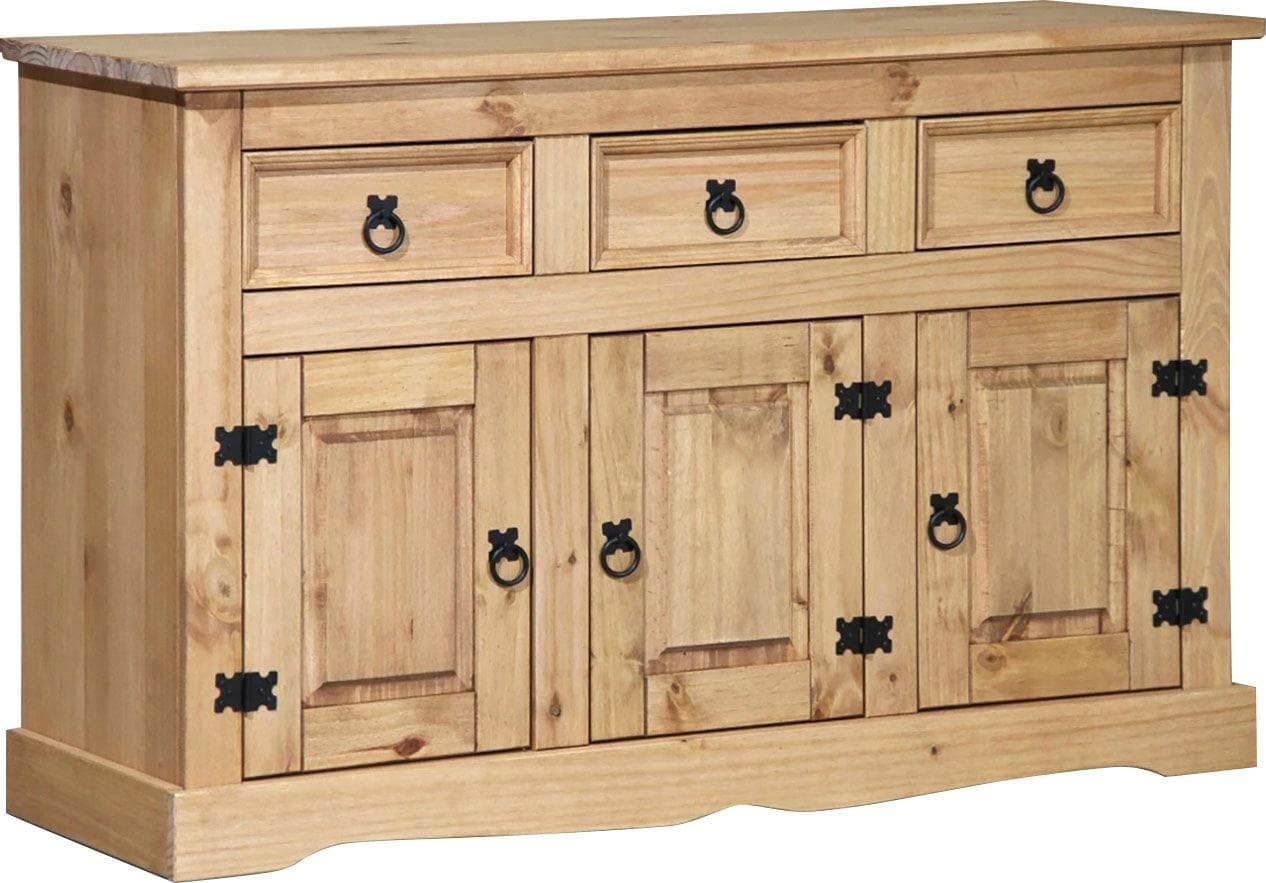 MÖBILIA Sideboard Honig Massivholz 3 Schubladen 3 Türen