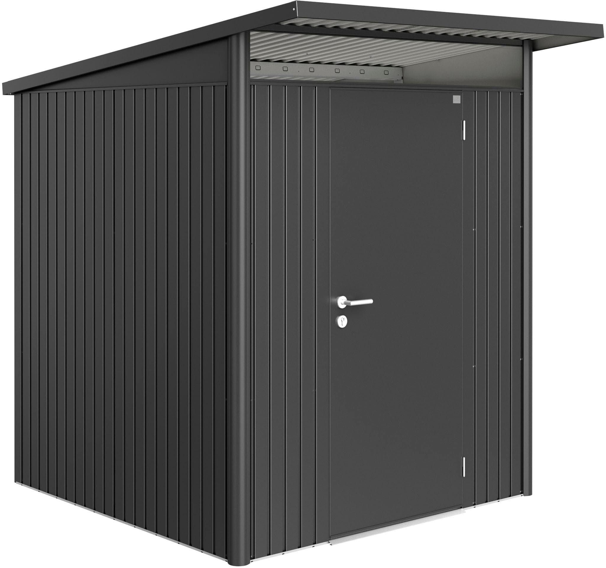 BioHort Gerätehaus AvantGarde Einflügeltür Dunkelgrau Metallic