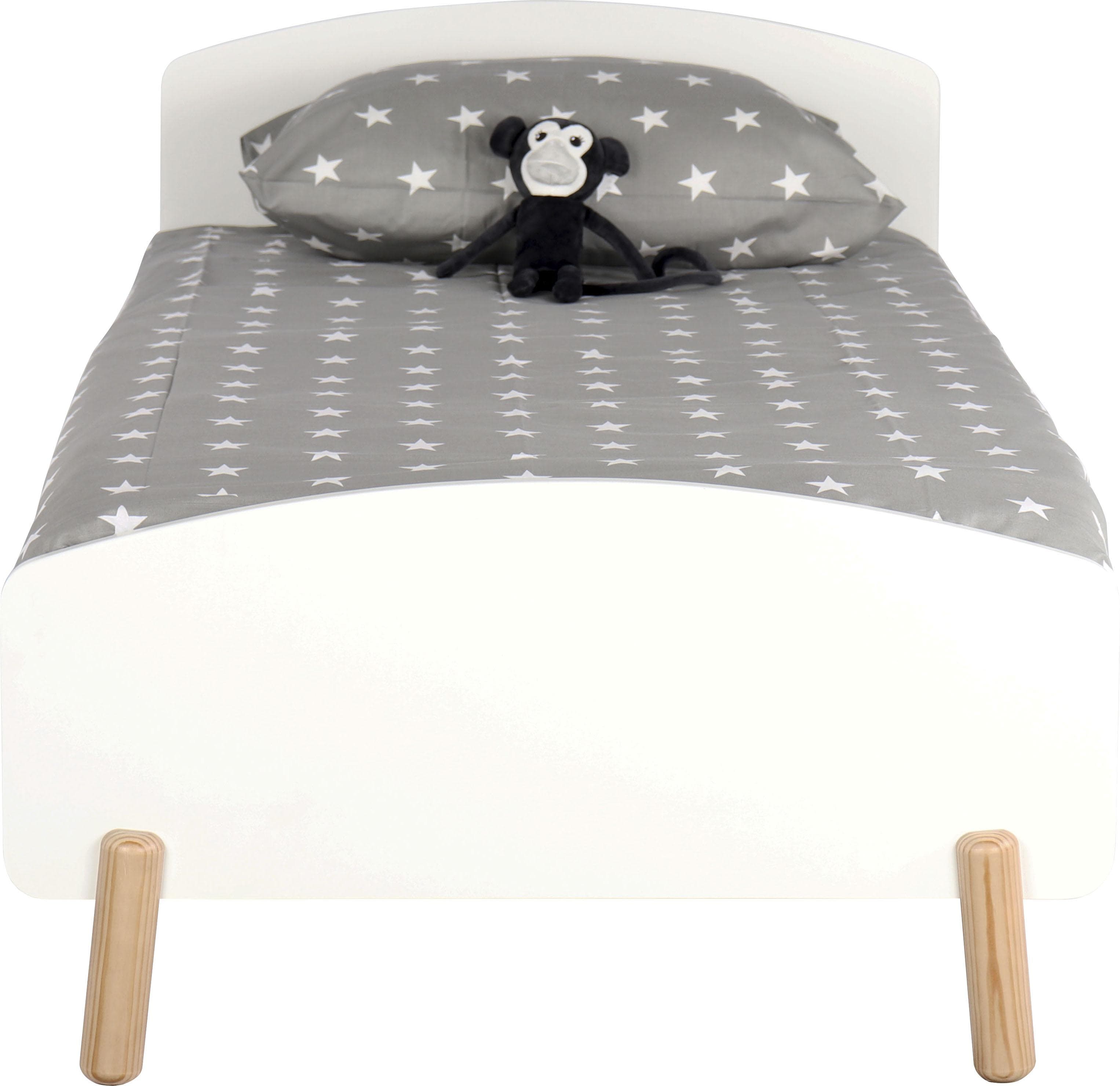 MÖBILIA Bett Lizzi Weiß Massivholz mit Lattenrost