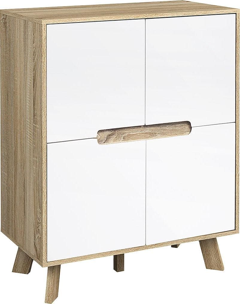 MÖBILIA Kommode Delea Weiß Natur MDF 4 Türen