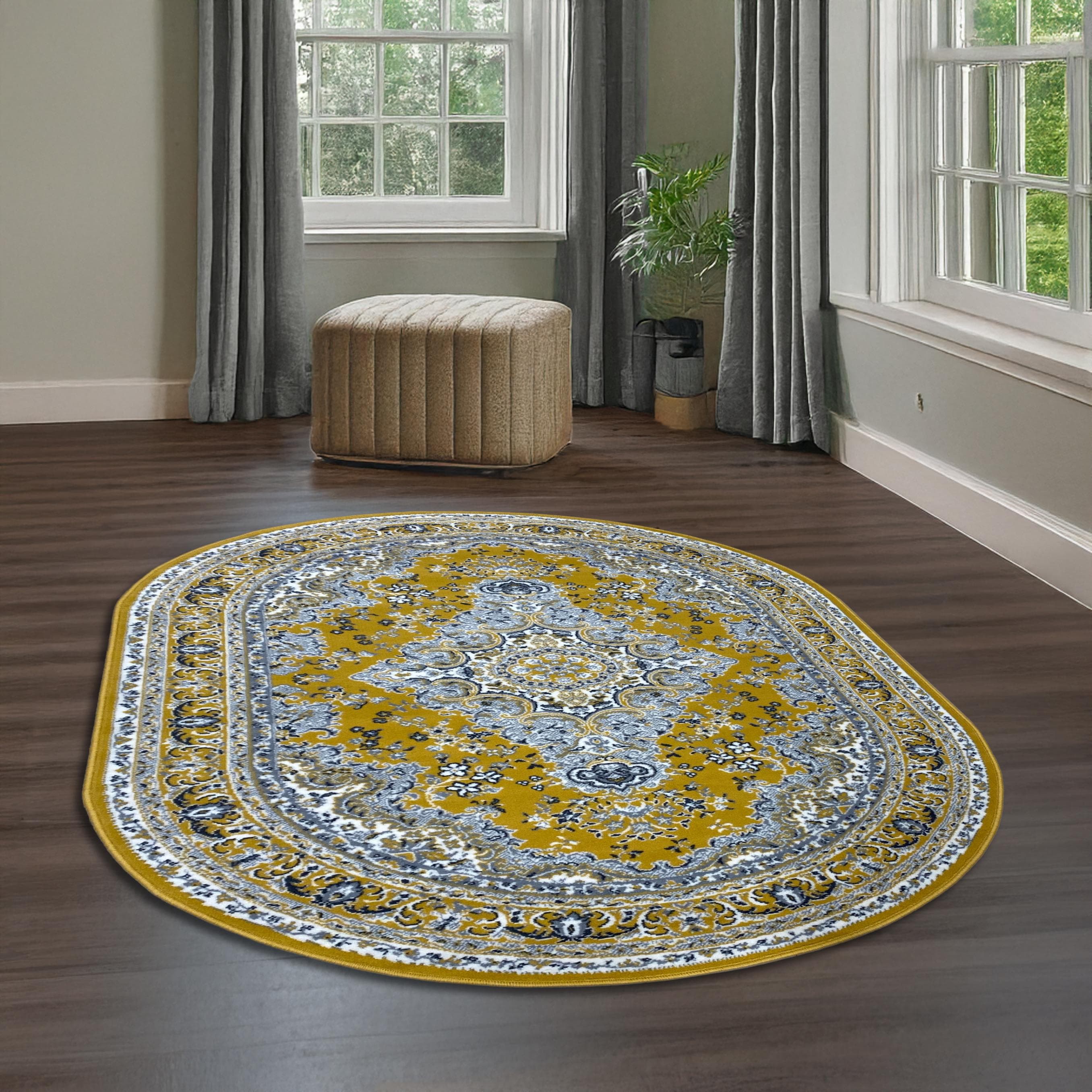 OTTO HOME Teppich Oriental Gelb Oval Kurzflor