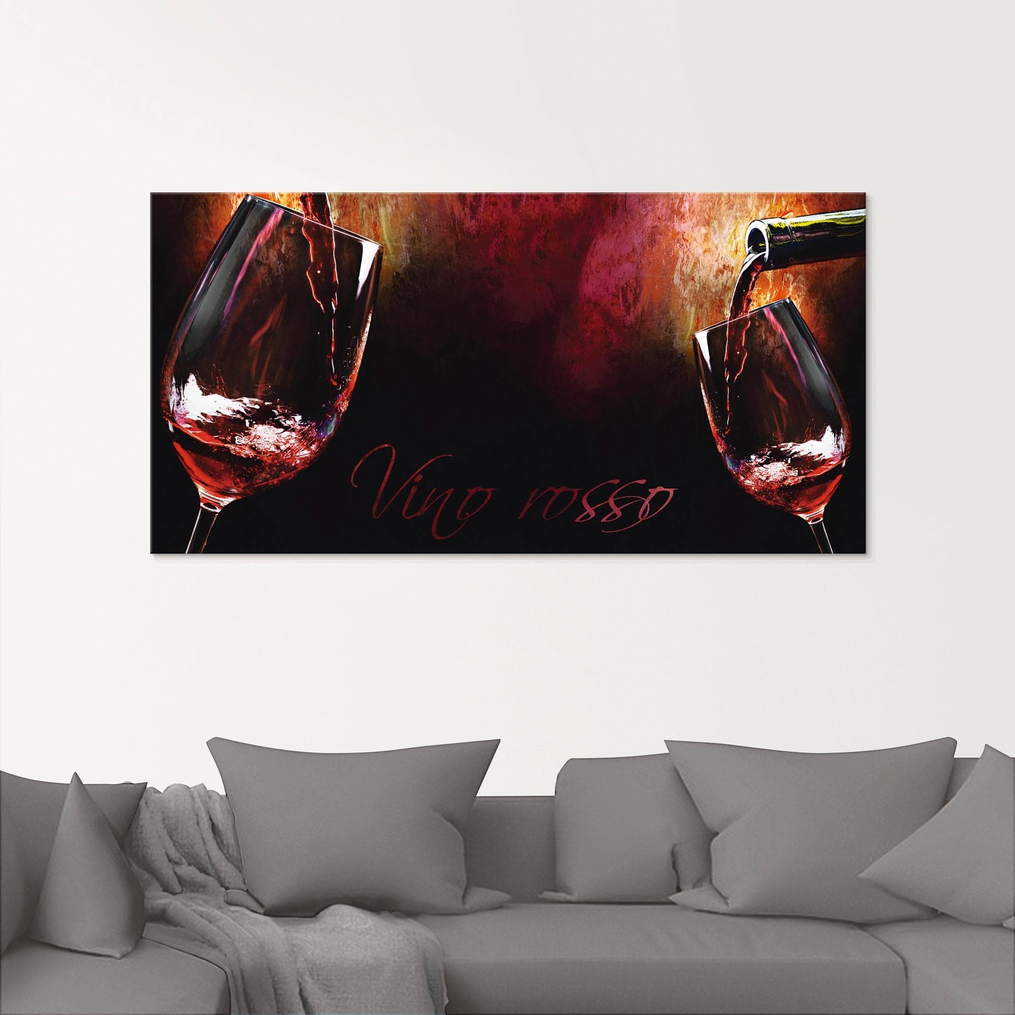 Artland Glasbild Wein - Rotwein Rot