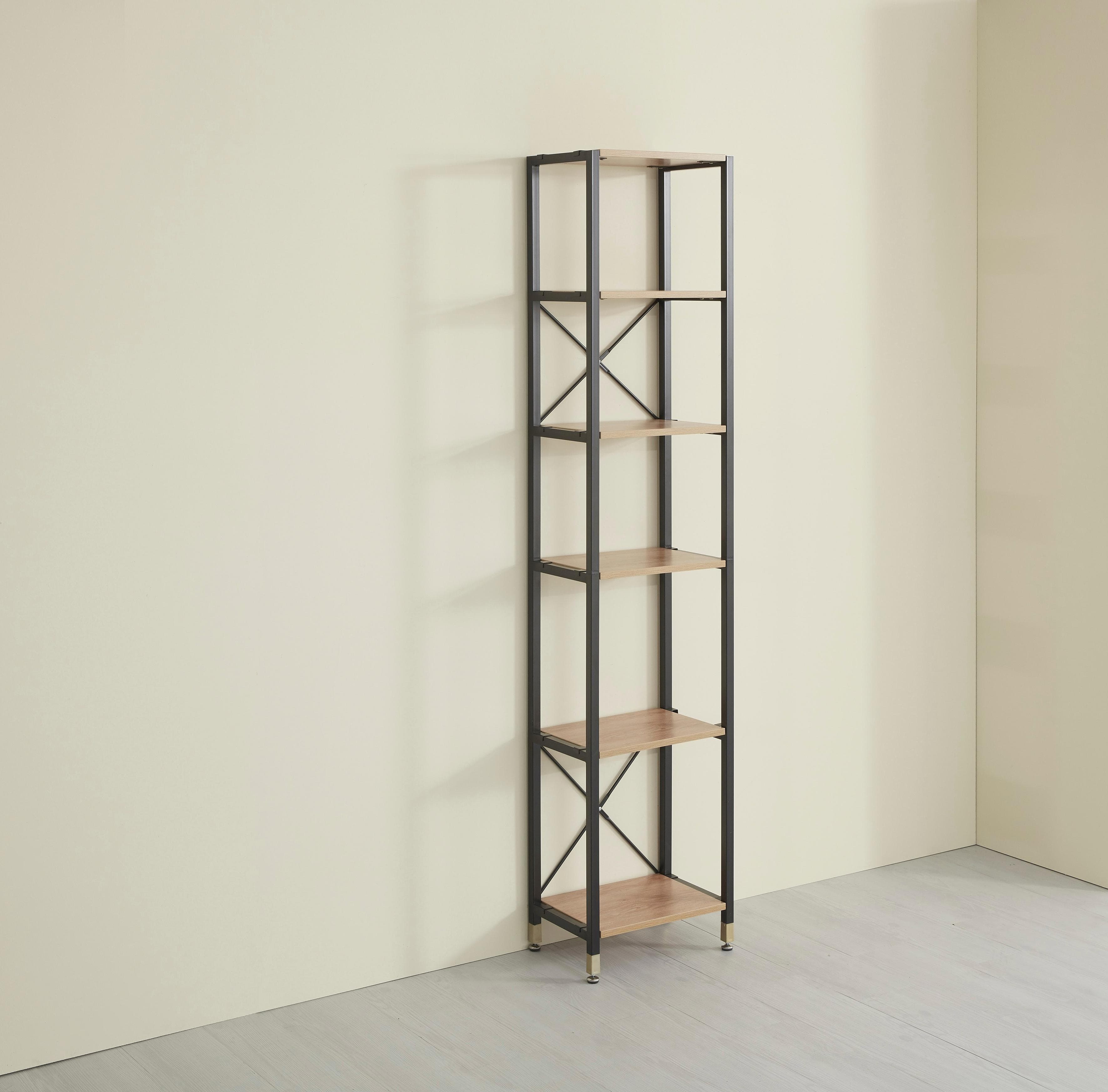 MÖBILIA Standregal Natur 6 Böden MDF Metall Wandhalterung