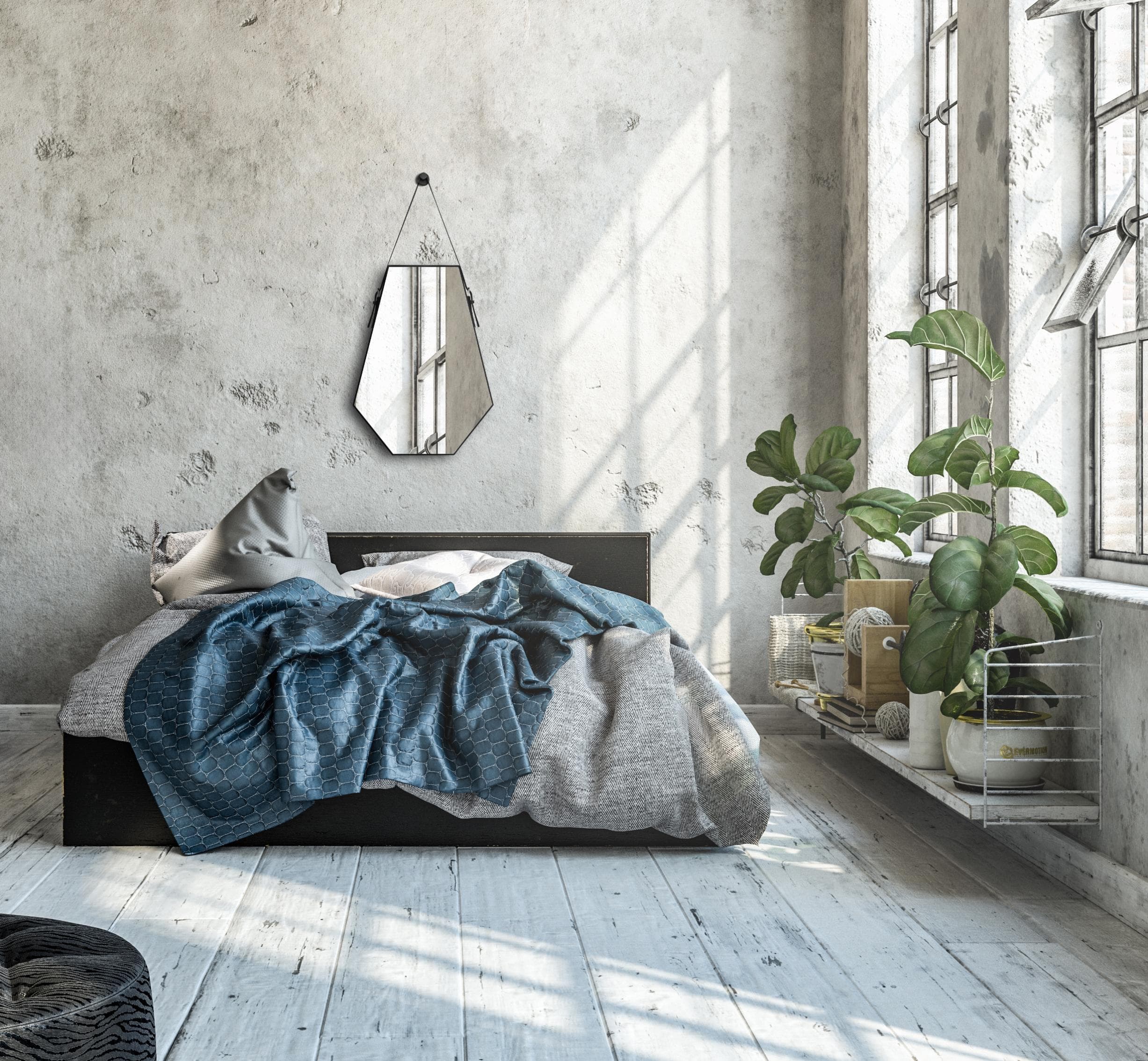 MIRRORS AND MORE Dekospiegel Emmi Schwarz Sechseckig