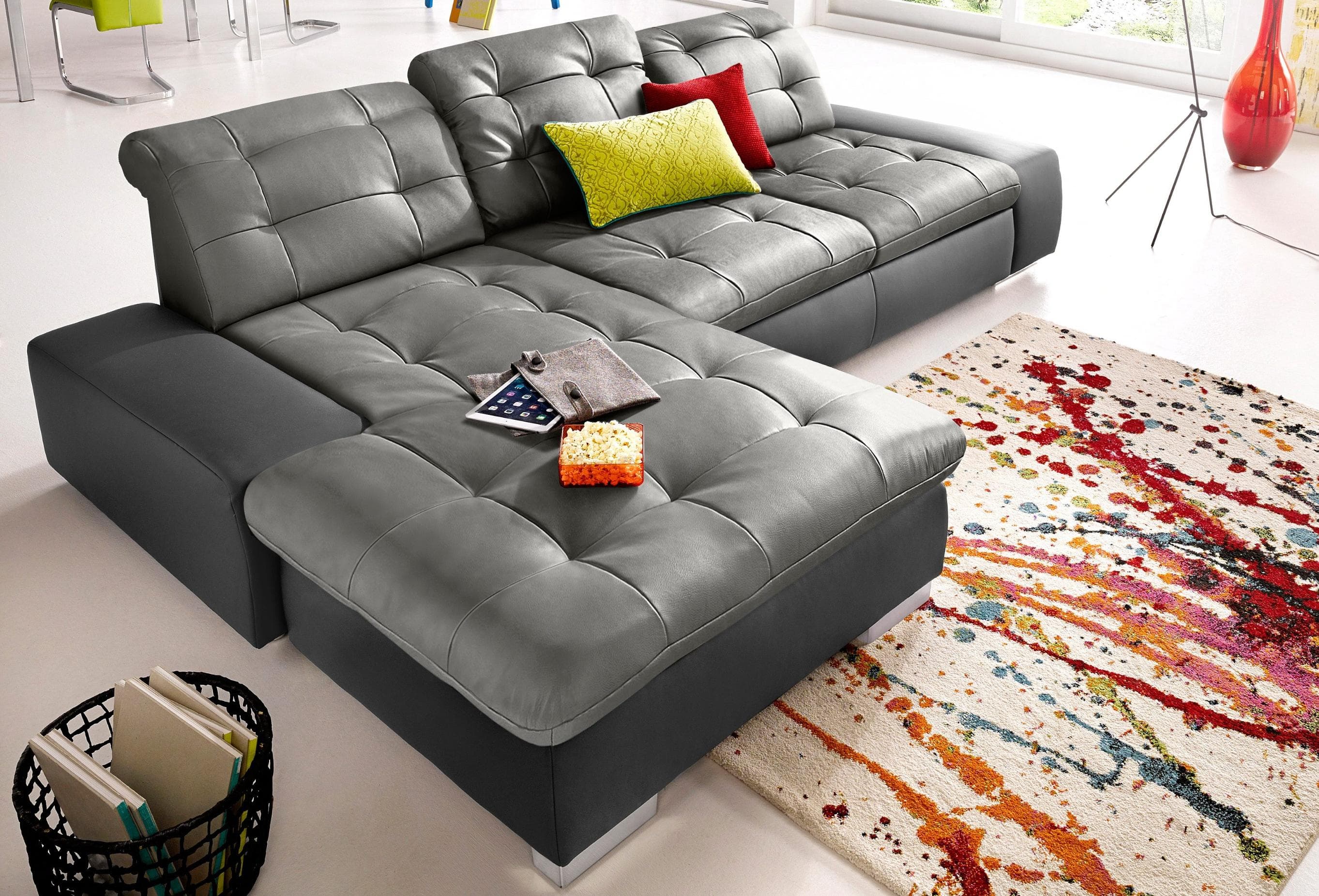 Ecksofa SIT & MORE Palomino L-Form Schwarz Grau Kunstleder