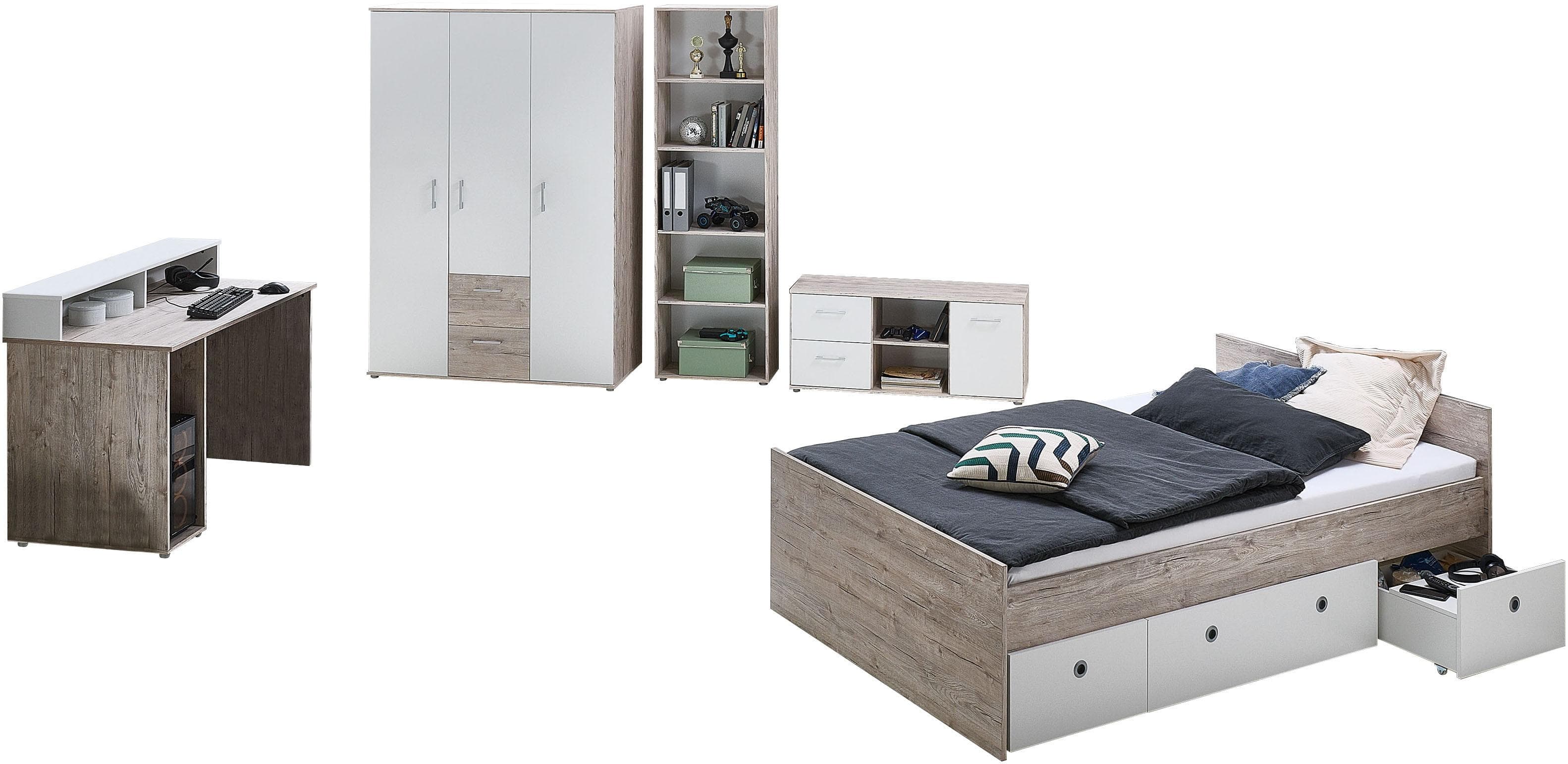 OTTO HOME Jugendzimmer-Set Rieke 5-tlg. Eiche-Sand-Nachbildung Weiß