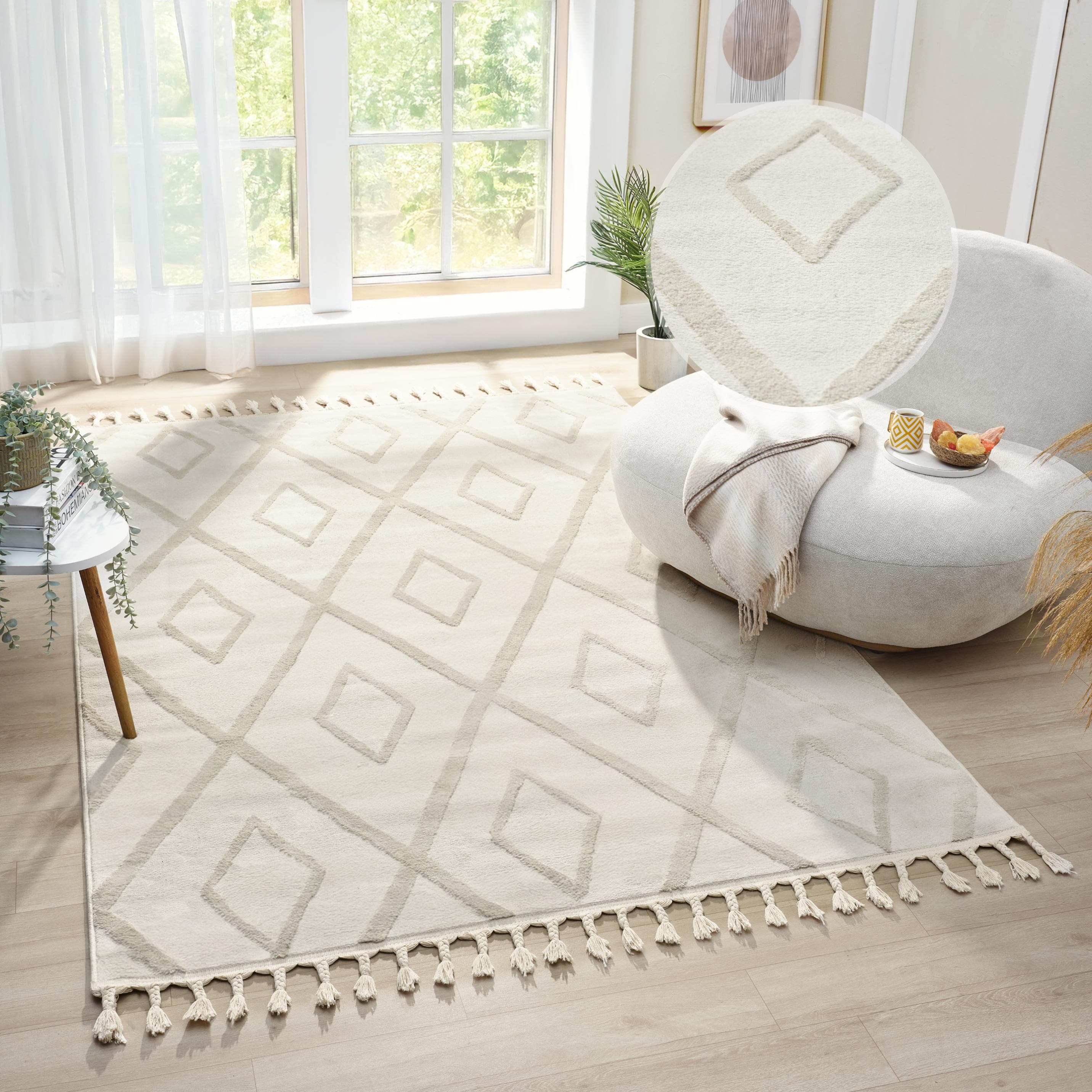 OTTO HOME Teppich Otilie Beige Gemustert mit Fransen