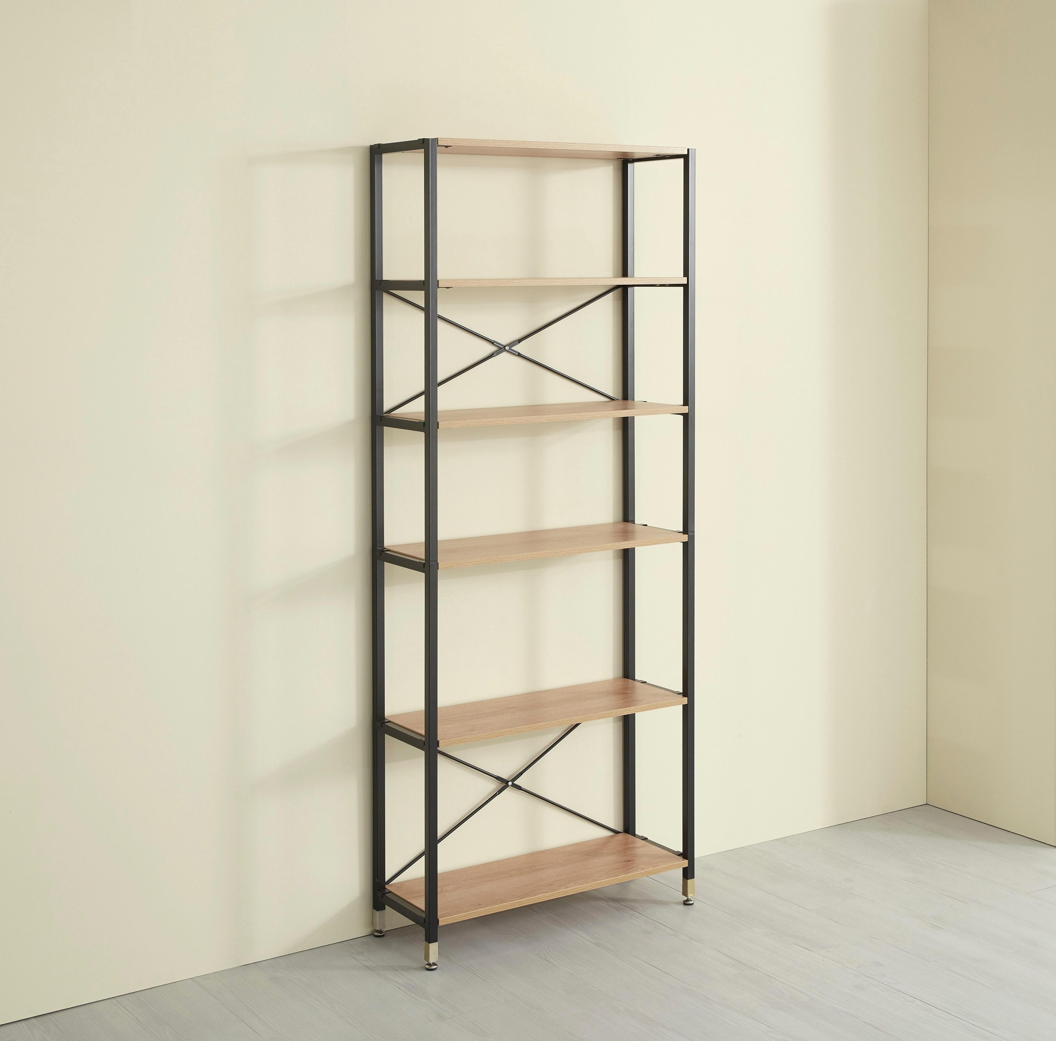 Standregal MÖBILIA Natur Beige MDF Metall 6 Böden