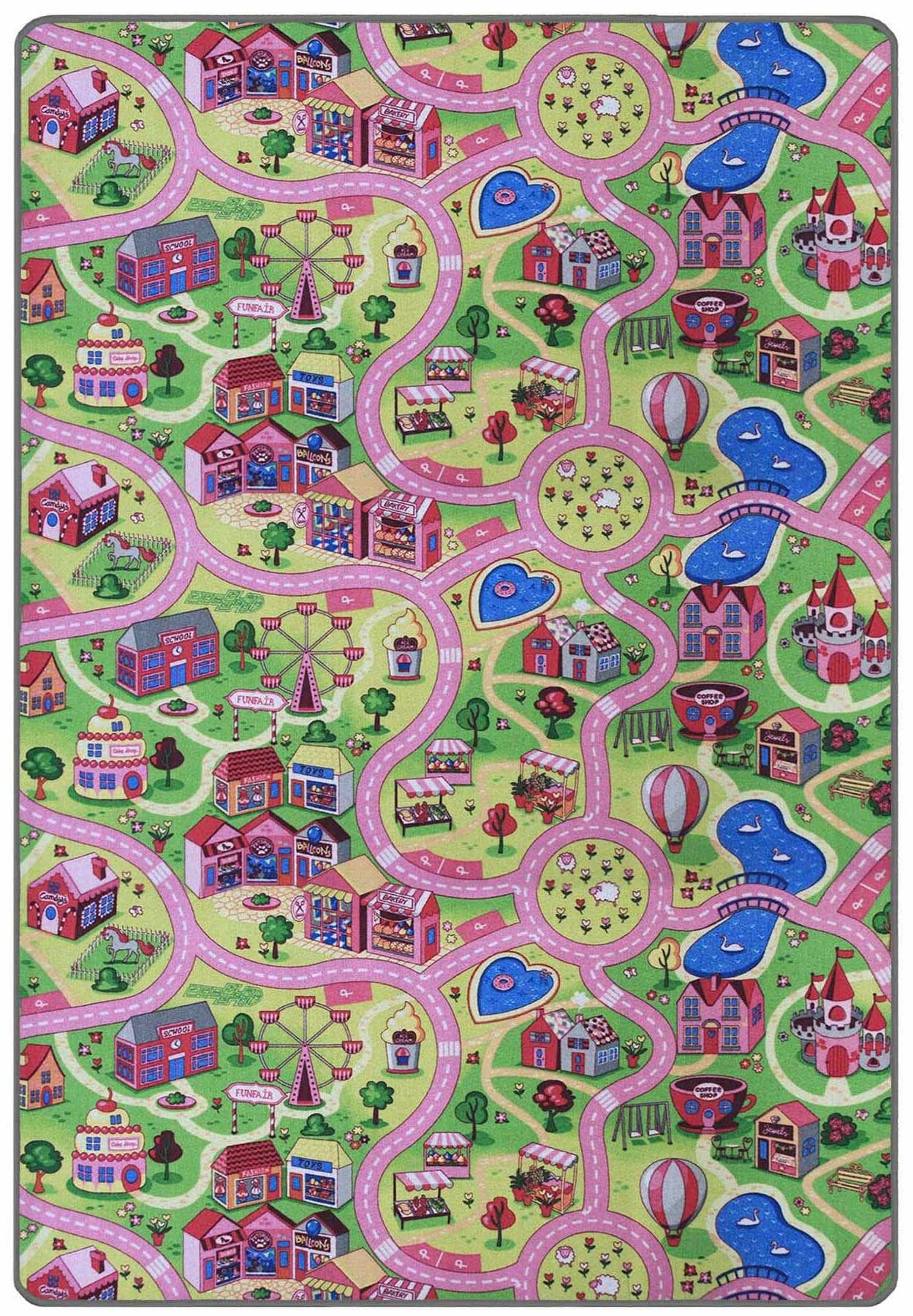 Kinderteppich SWEET CITY Bunt Polyamid Spielteppich Straße