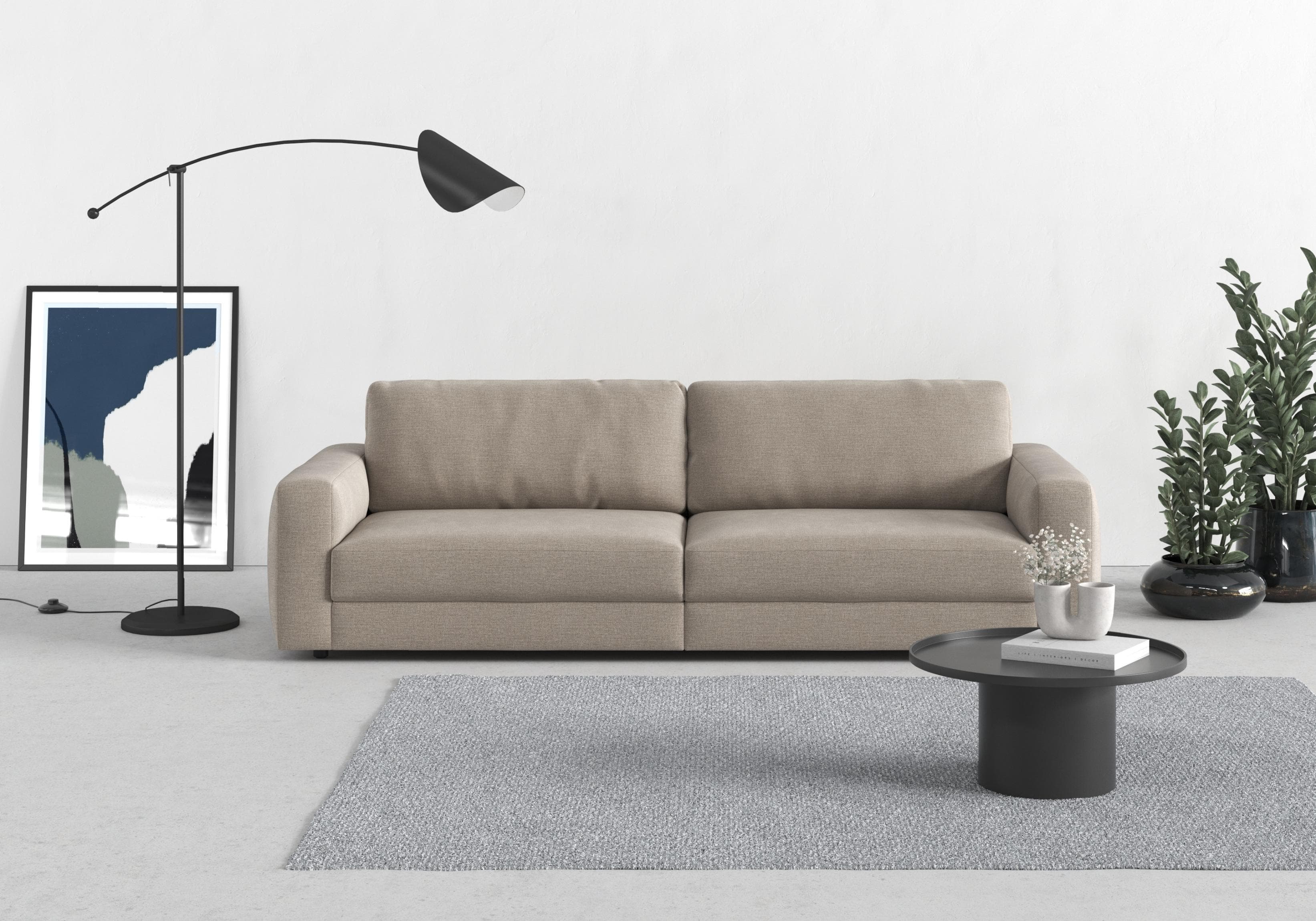 TRENDMANUFAKTUR Bourbon Mega Big-Sofa Grau mit Sitztiefenverstellung