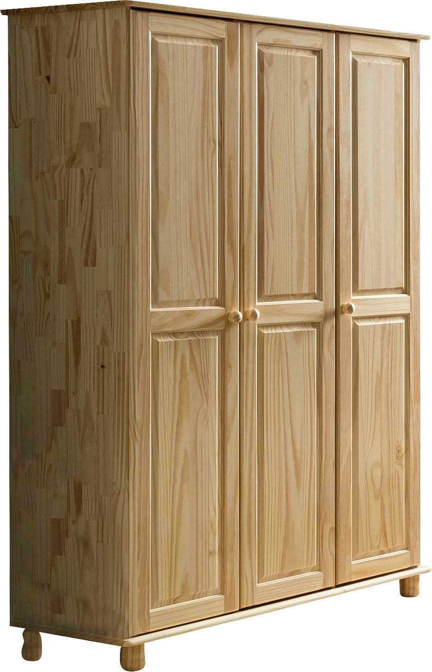 MÖBILIA Kleiderschrank Chur Massivholz Kiefer 3-Türer Beige