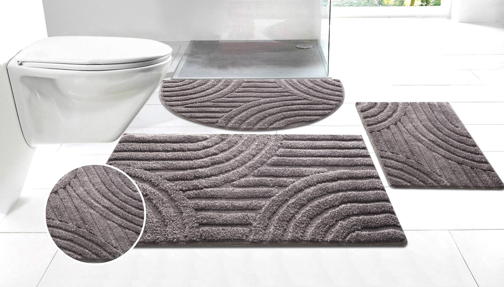 Moderne Zen-Badematte aus Polyester, grau (anthrazit)