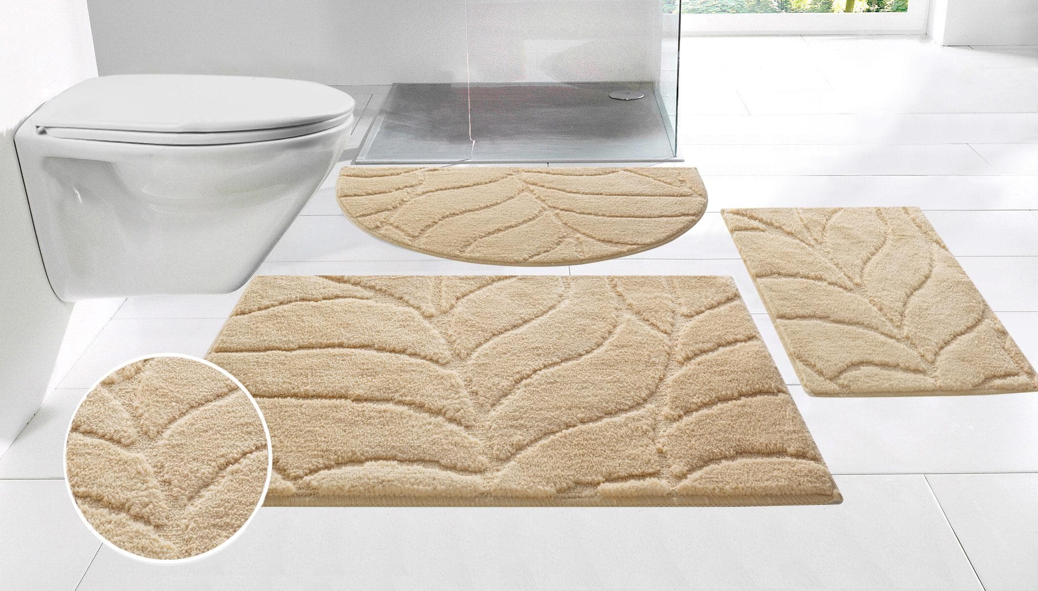 Badematte MY HOME Epense Blatt-Motiv Beige