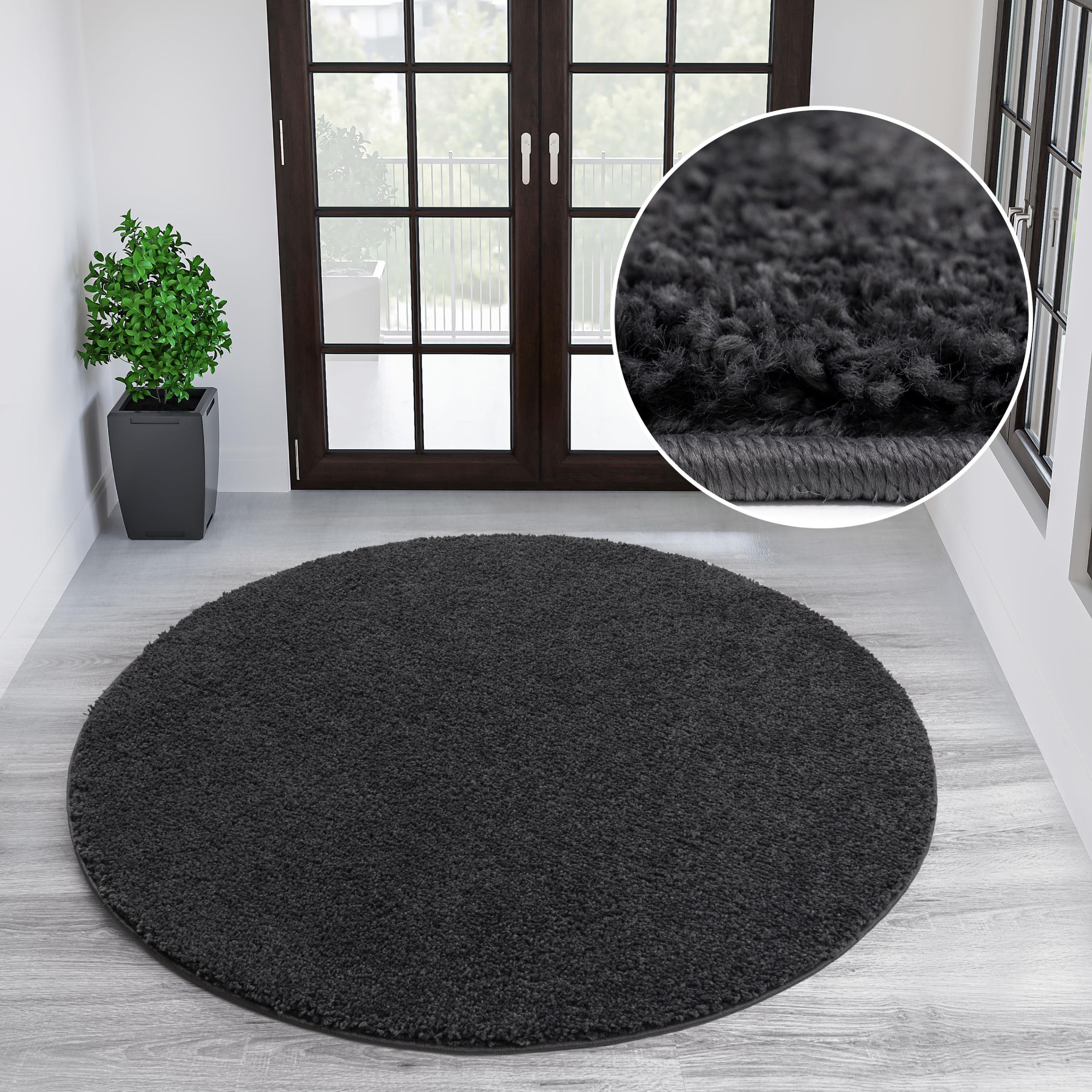 OTTO HOME Shaggy 30 Teppich Grau Rund 190 cm Kunstfaser