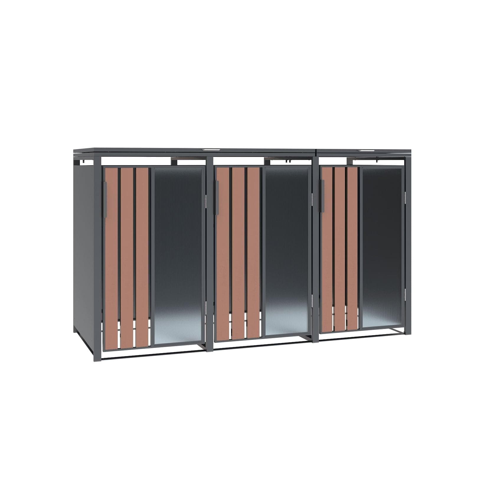 Westmann Mülltonnenbox Status 3 Anthrazit Holzoptik 3 x 240L