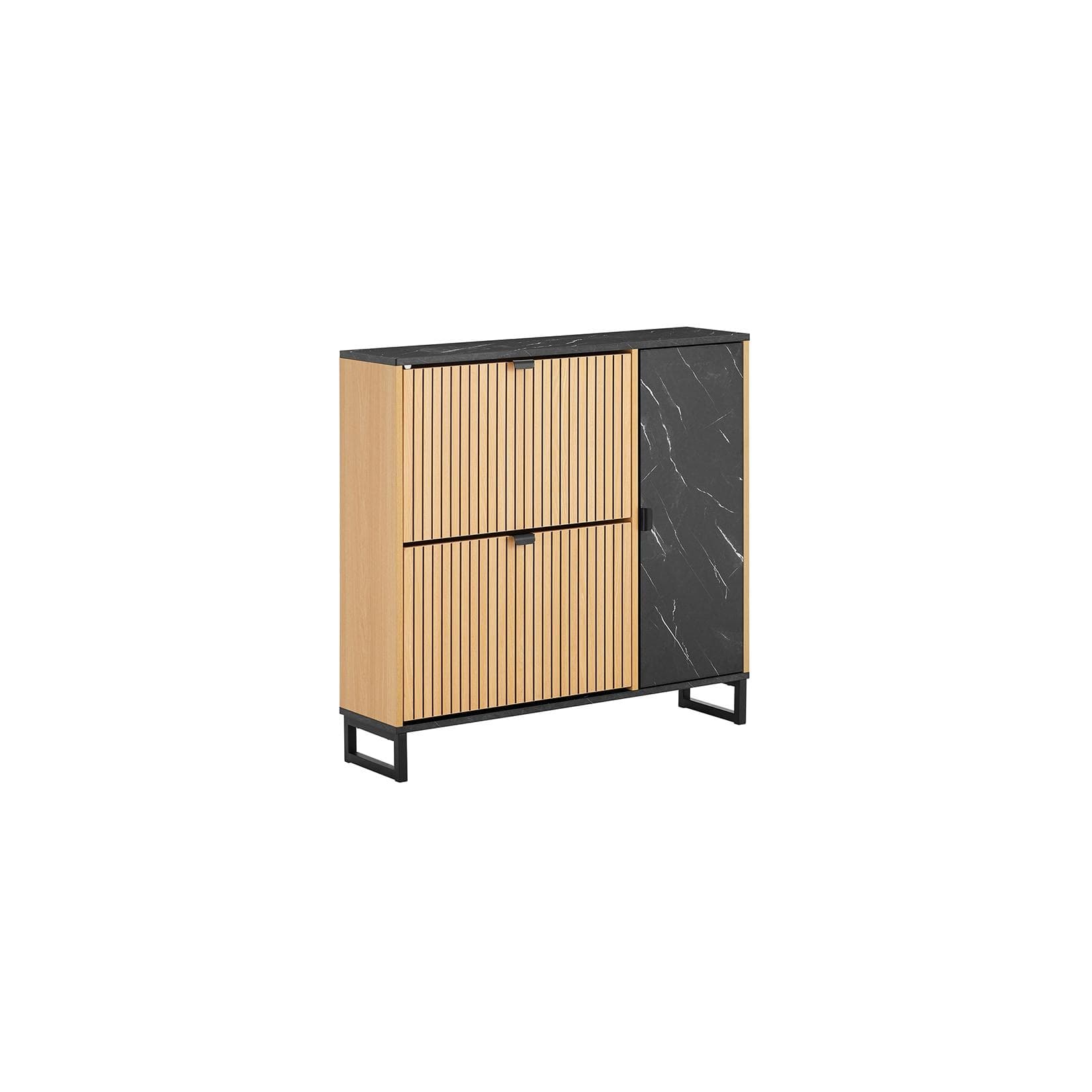 SoBuy Schuhschrank FSR203 Schwarz-Natur 2 Klappen