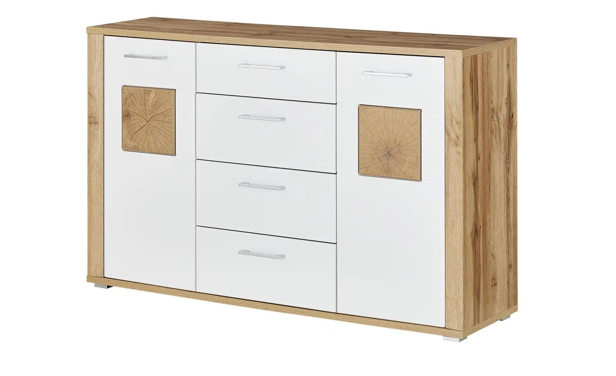 uno Sideboard Yambio Weiß Braun Holzoptik 144 cm