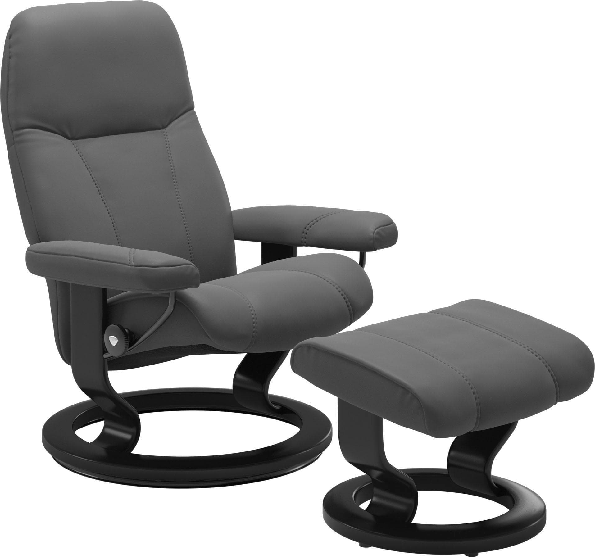 STRESSLESS Relaxsessel Consul Grau Leder mit Hocker