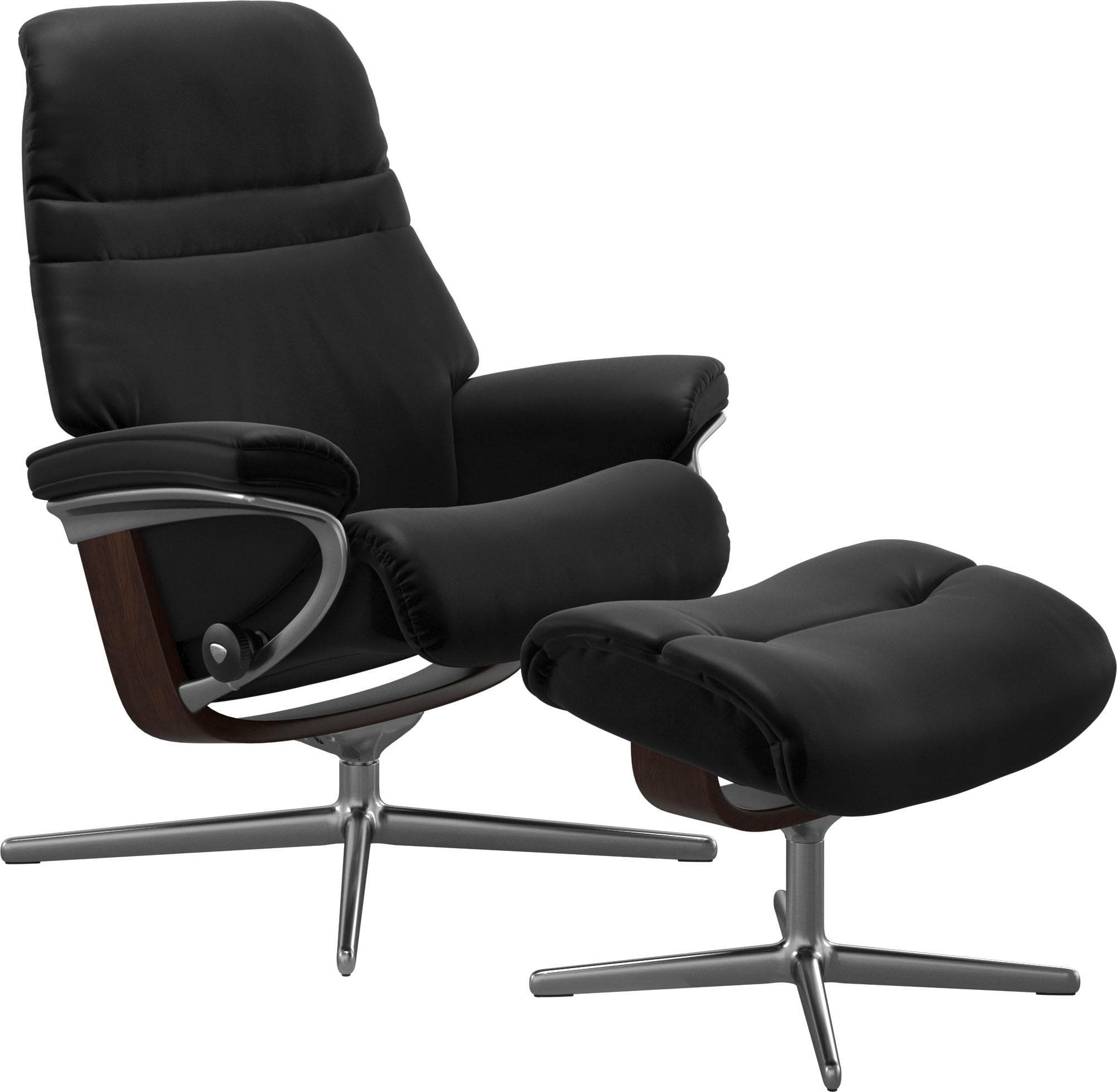 STRESSLESS Relaxsessel Sunrise Schwarz Leder BATICK mit Hocker