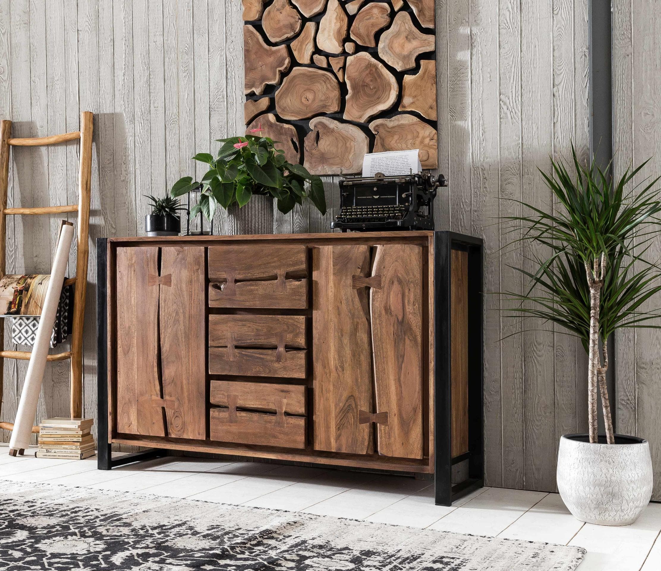 SIT Live Edge Sideboard Cognacfarbenes Akazienholz